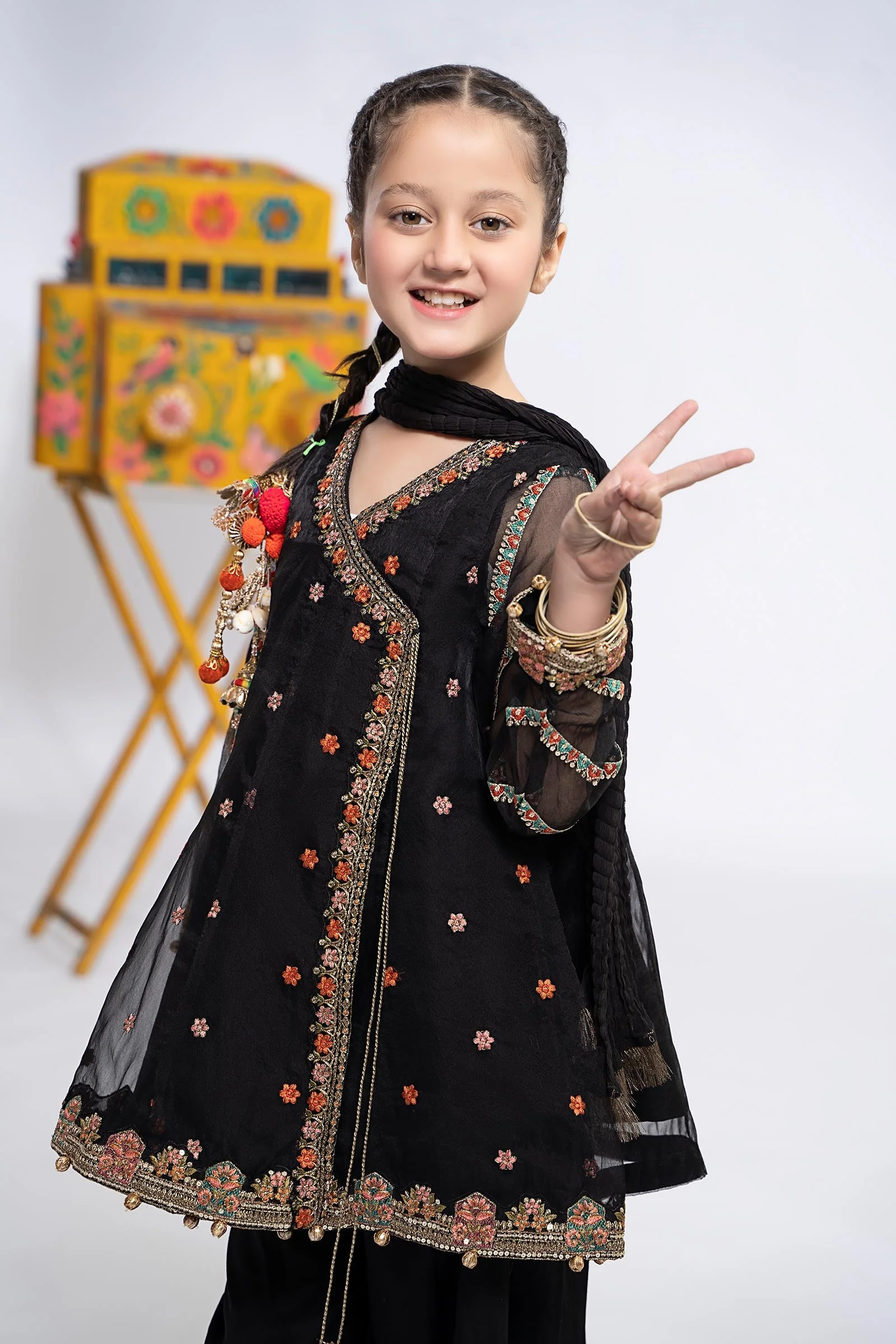 3 Piece Embroidered Organza Suit - Image 2