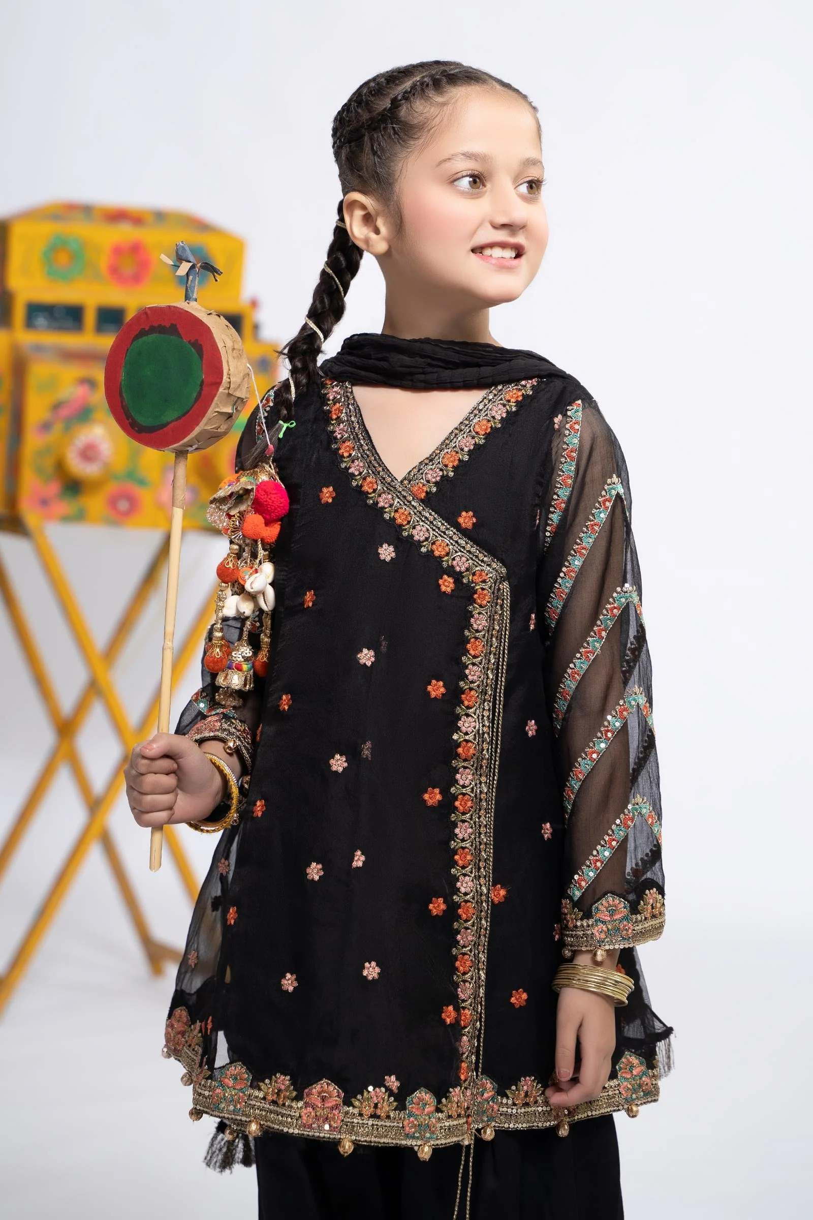 3 Piece Embroidered Organza Suit - Image 3