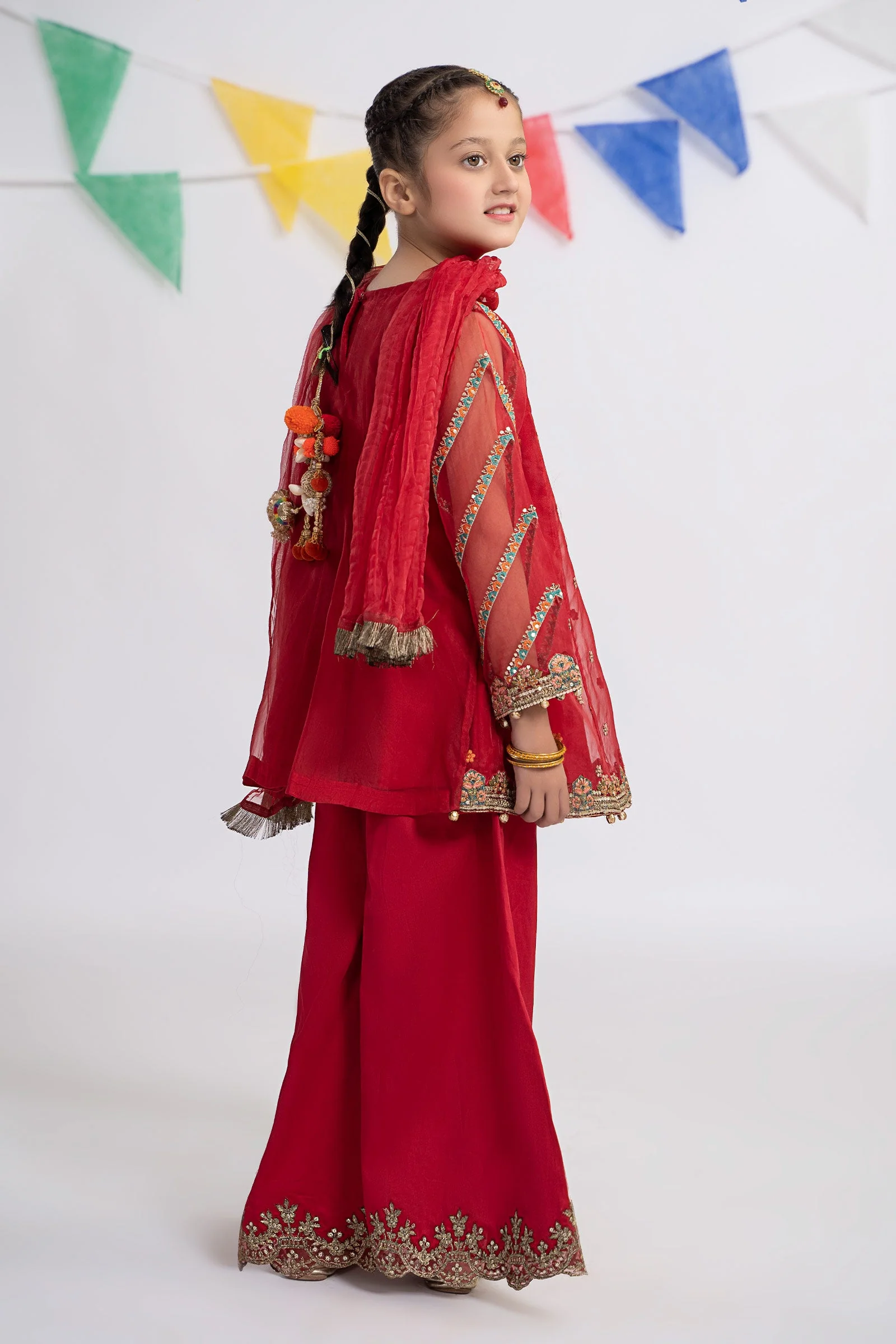 3 Piece Embroidered Organza Suit - Image 6