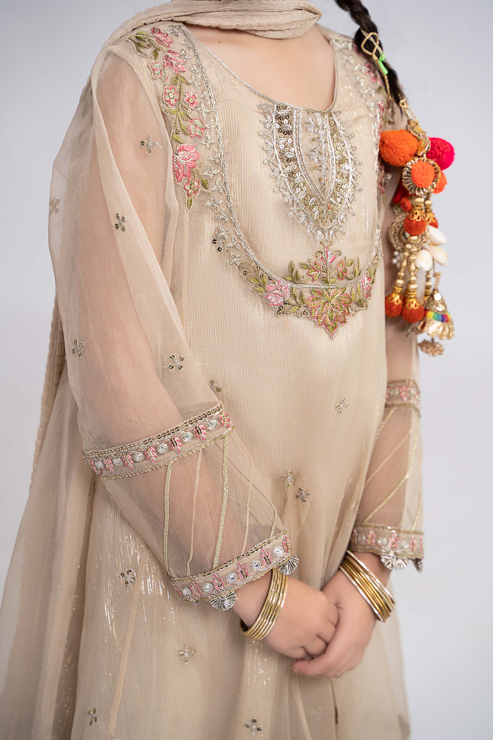 3 Piece Embroidered Organza Suit - Image 5