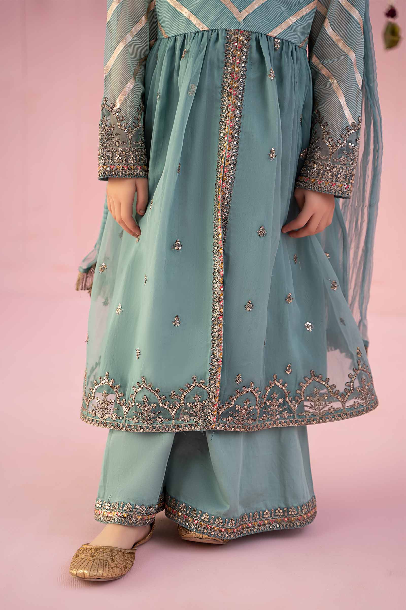 3 Piece Embroidered Organza Suit - Image 4