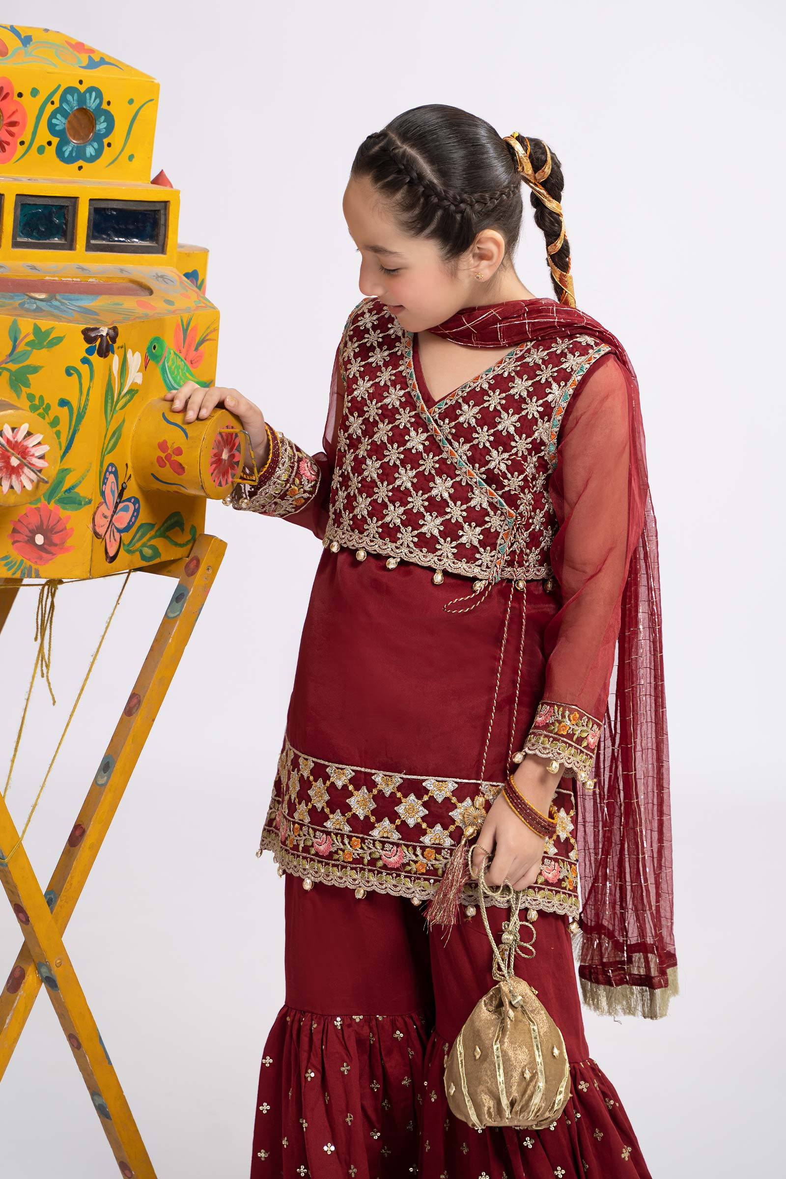 3 Piece Embroidered Organza Suit - Image 3