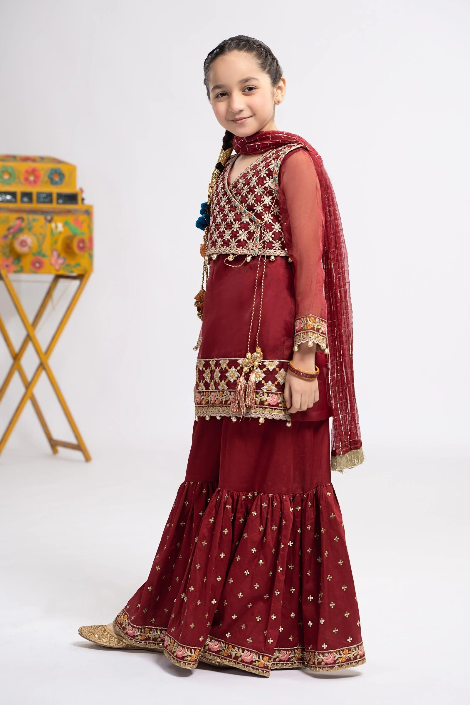 3 Piece Embroidered Organza Suit - Image 4