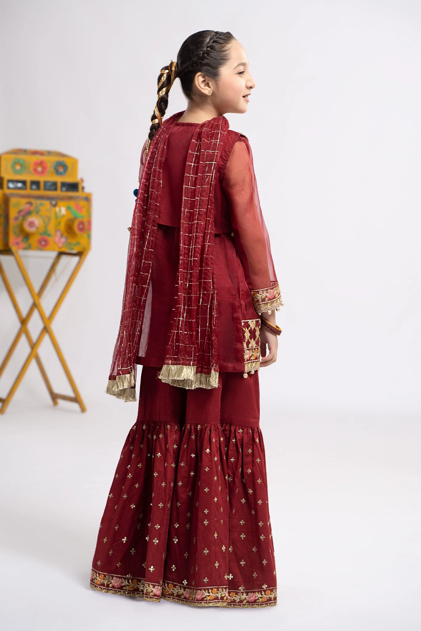 3 Piece Embroidered Organza Suit - Image 5