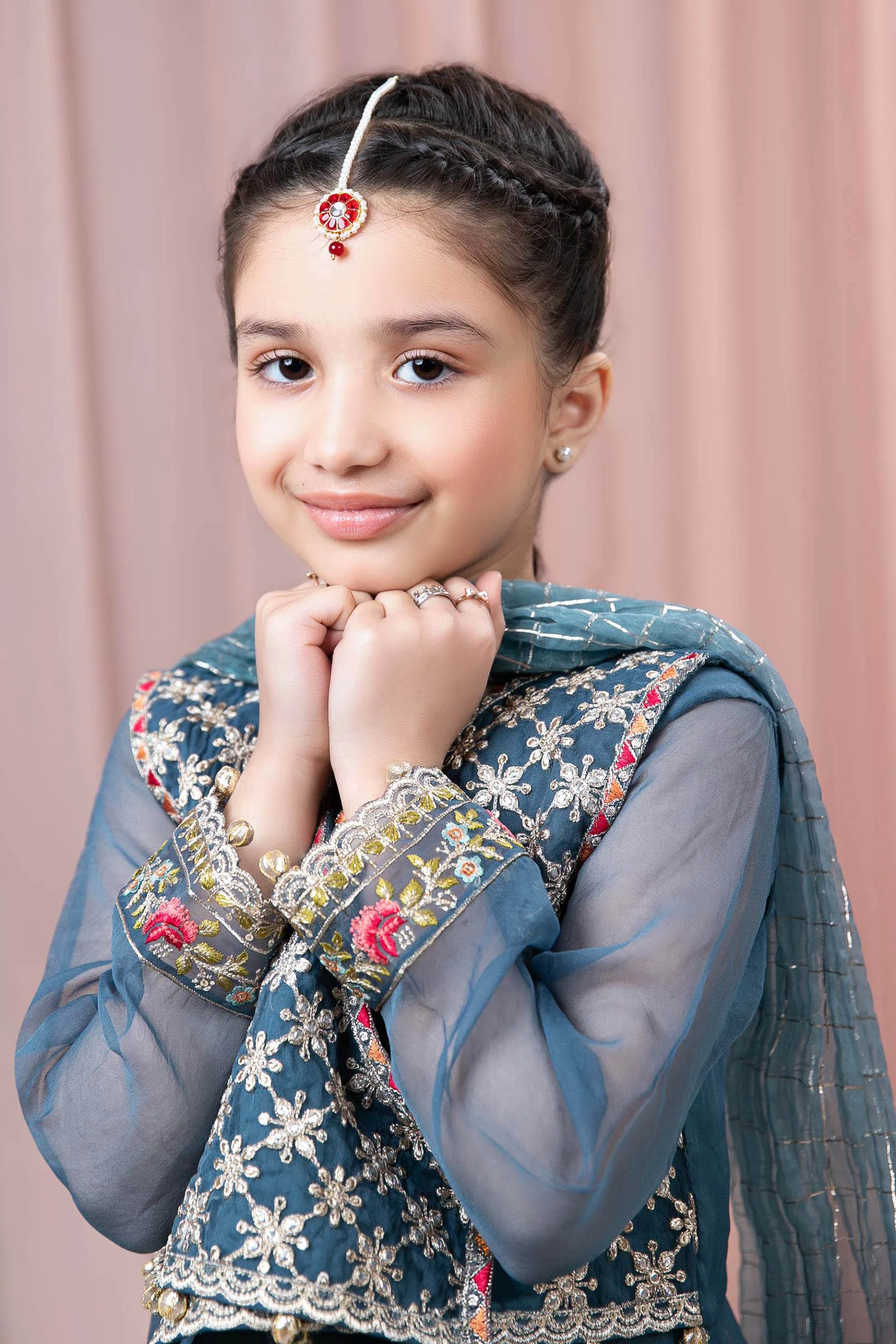 3 Piece Embroidered Organza Suit - Image 2
