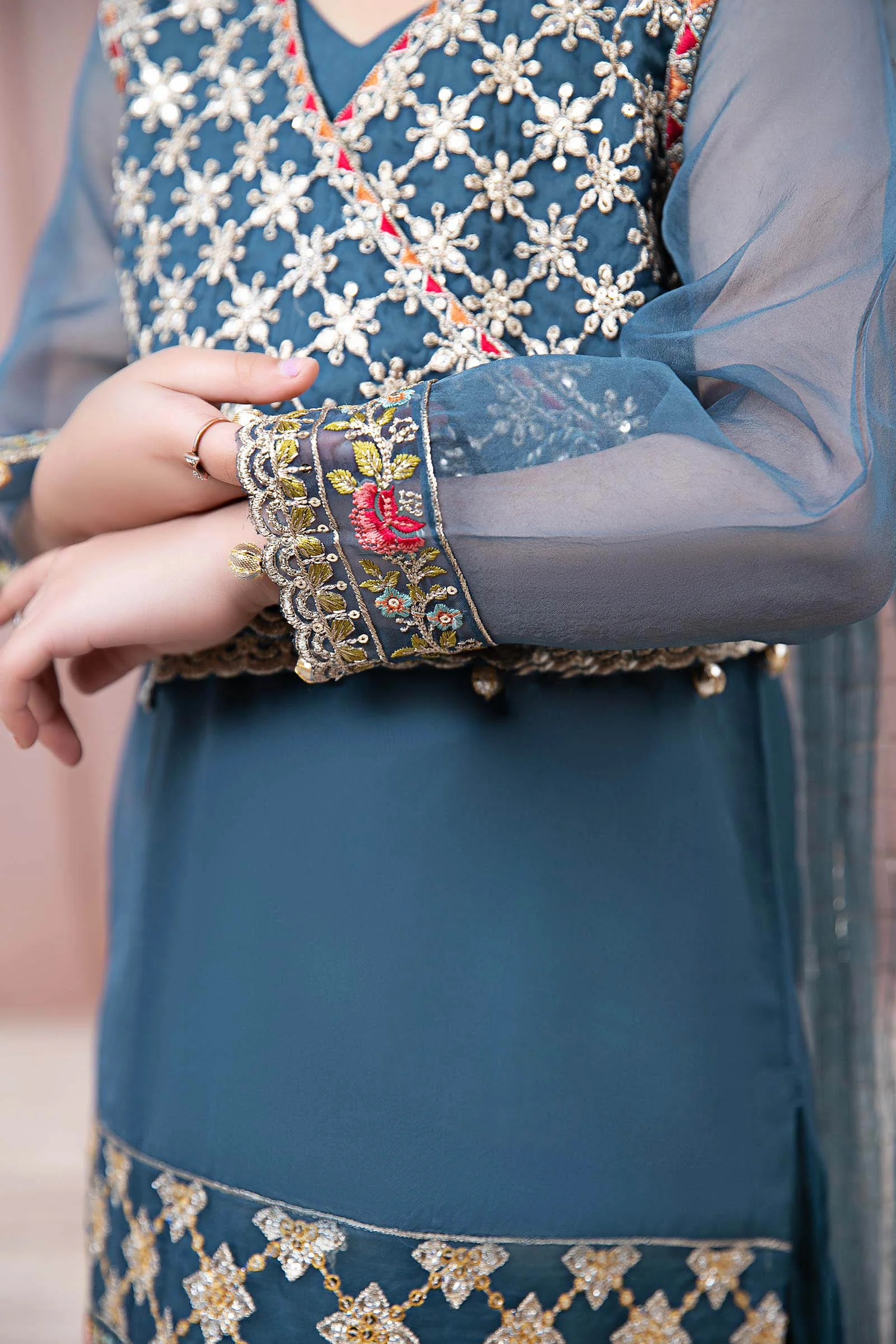 3 Piece Embroidered Organza Suit - Image 3