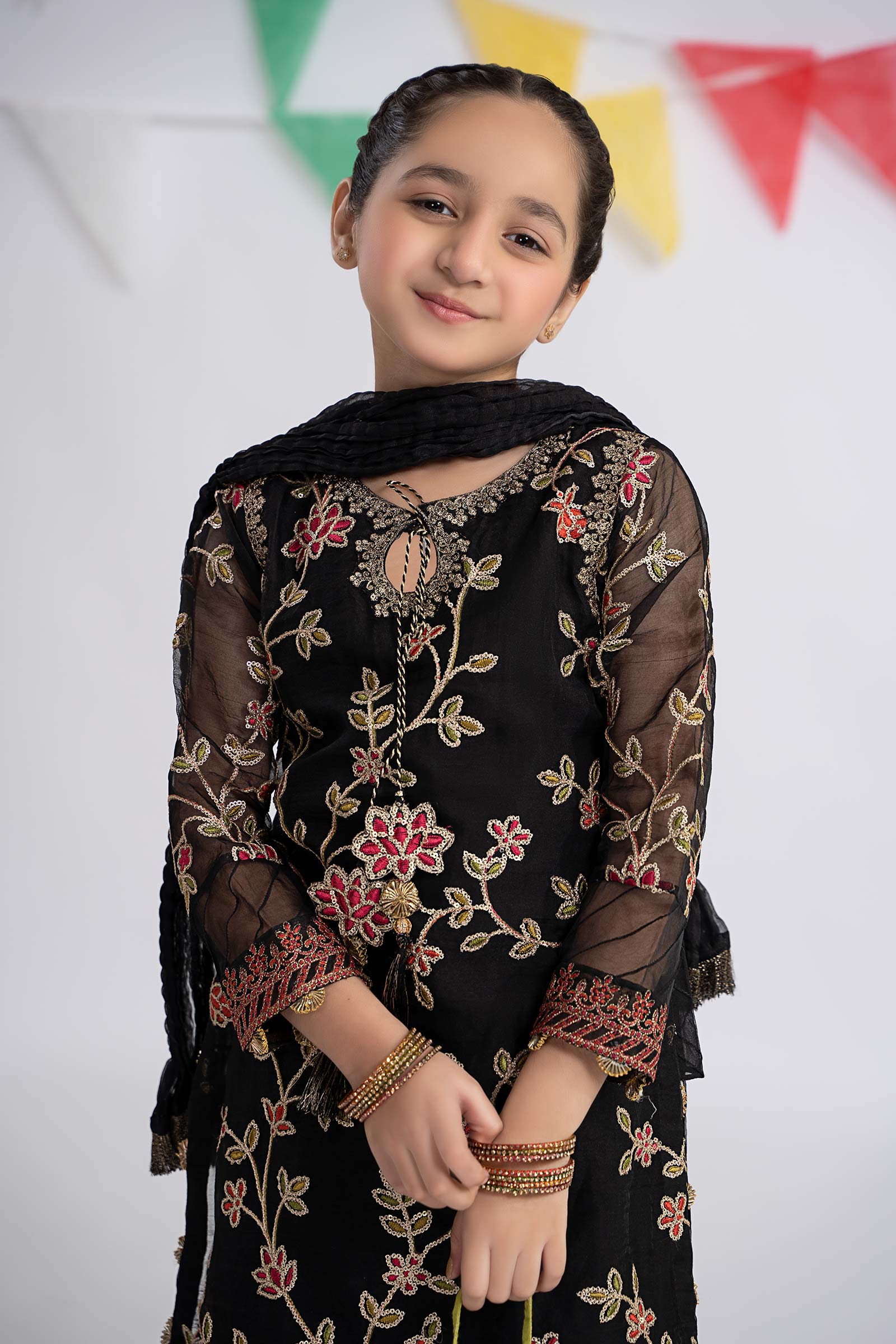 3 Piece Embroidered Organza Suit - Image 2