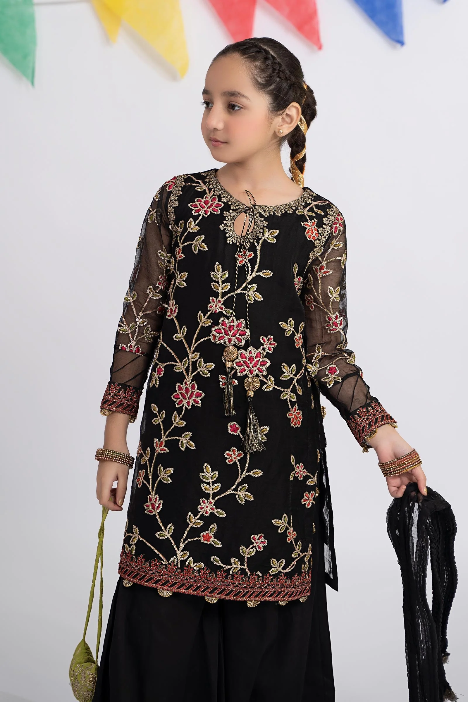 3 Piece Embroidered Organza Suit - Image 3