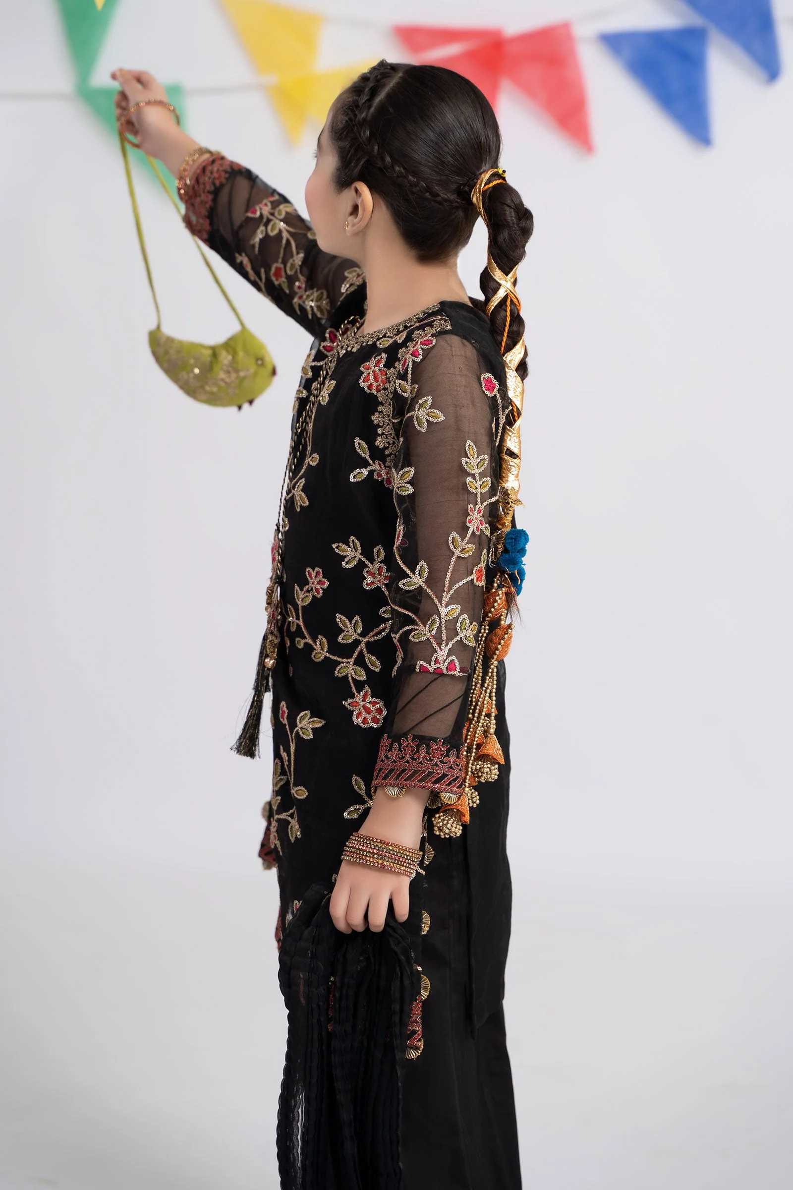 3 Piece Embroidered Organza Suit - Image 4