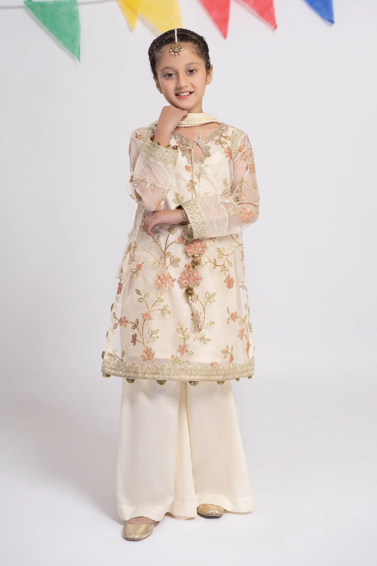 3 Piece Embroidered Organza Suit