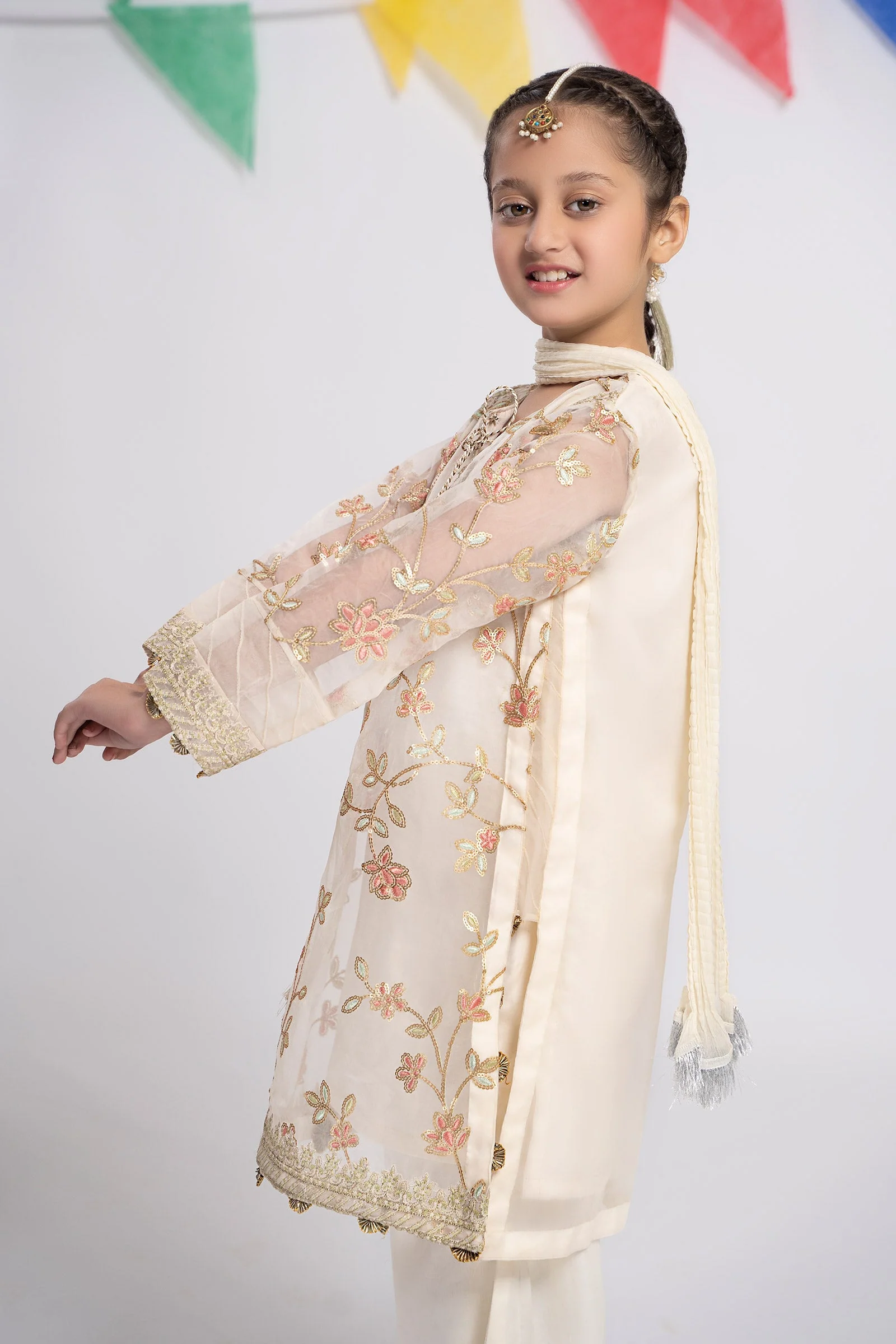 3 Piece Embroidered Organza Suit - Image 2