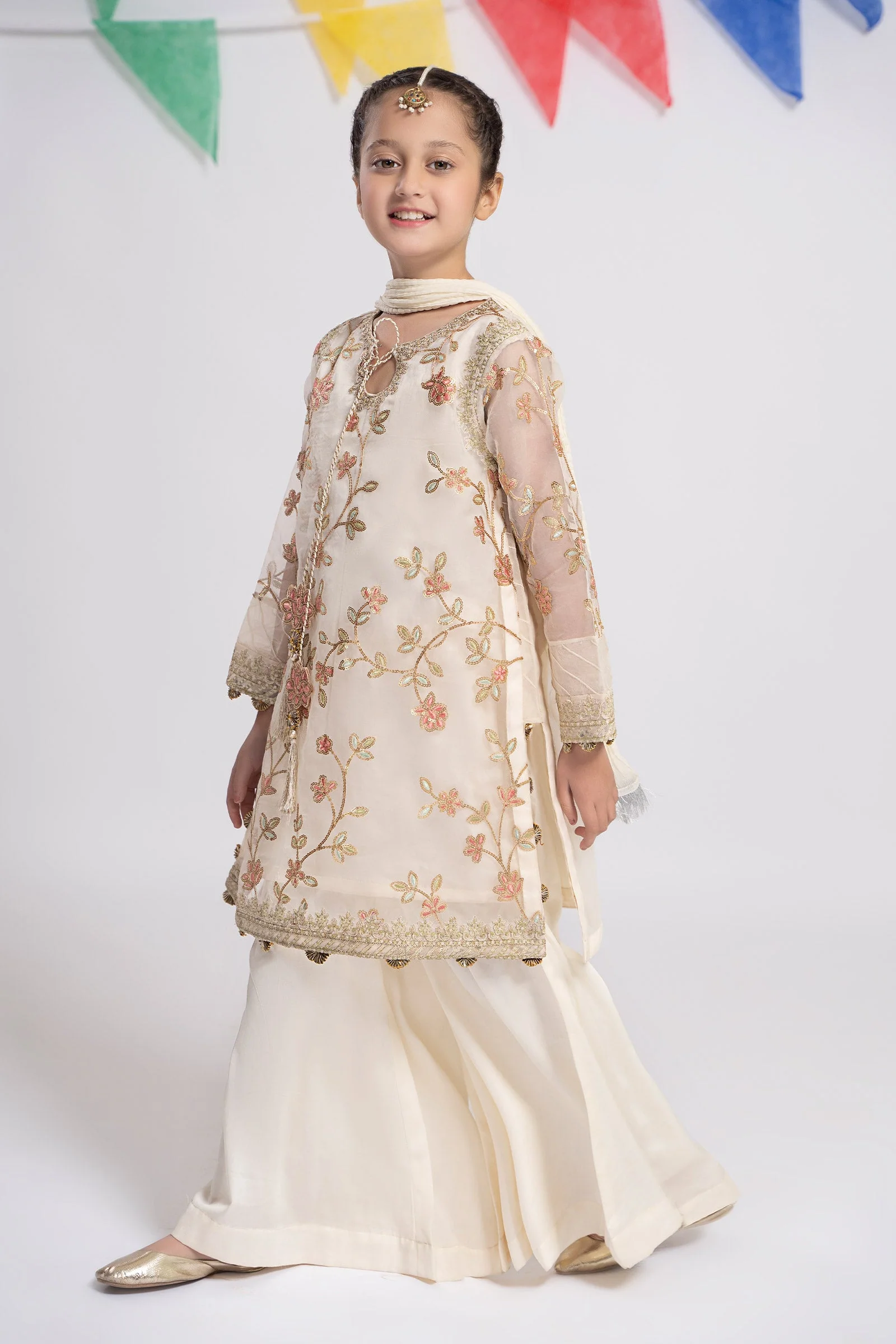 3 Piece Embroidered Organza Suit - Image 5