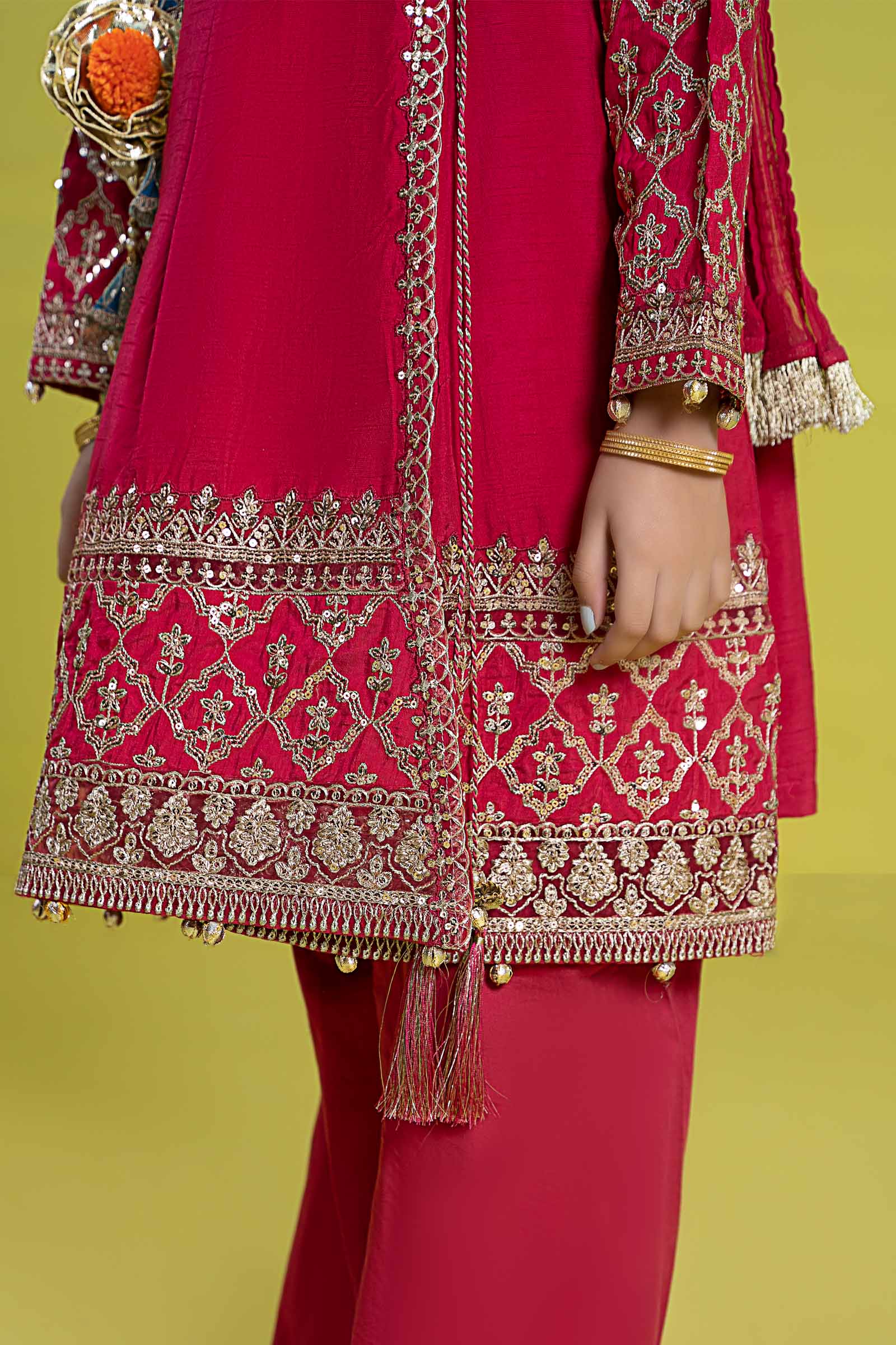 3 Piece Embroidered Raw Silk Suit - Image 3