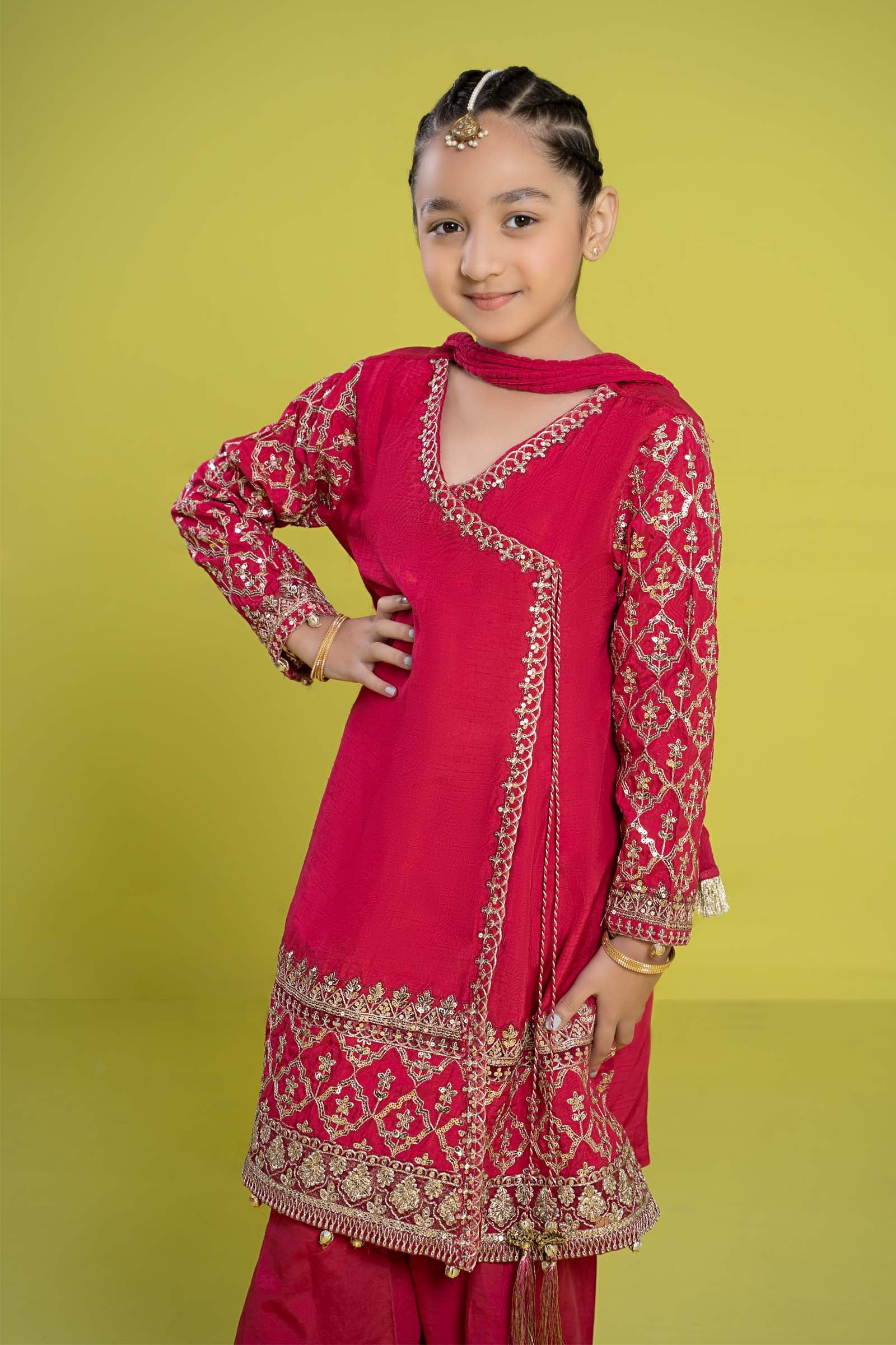 3 Piece Embroidered Raw Silk Suit - Image 5