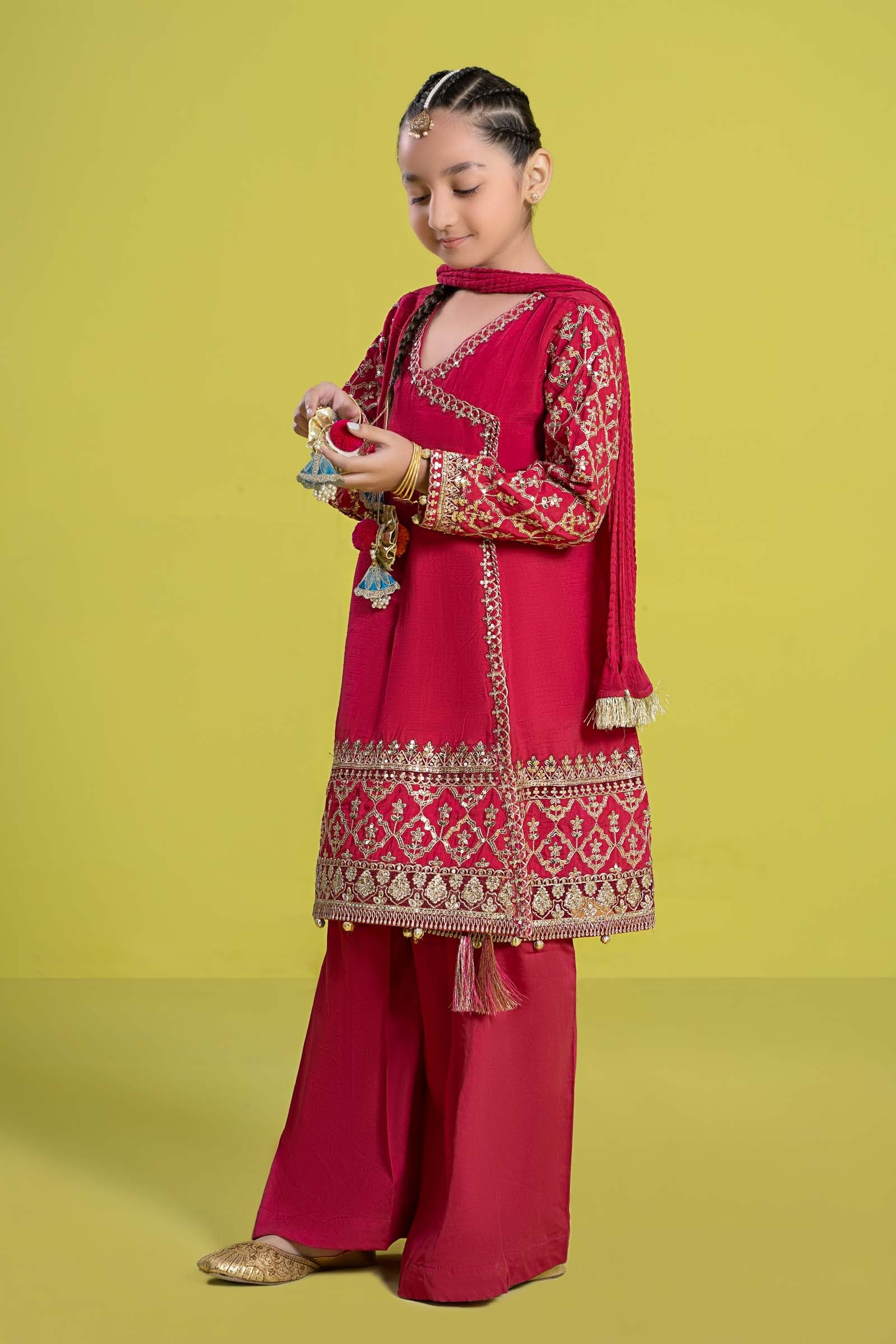 3 Piece Embroidered Raw Silk Suit - Image 6