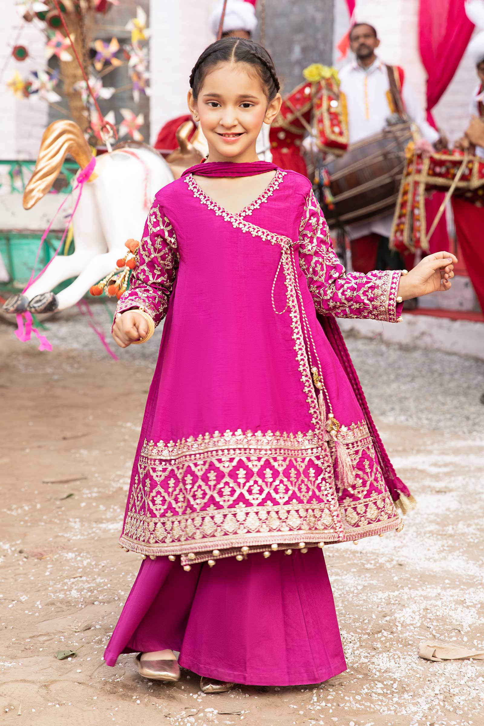 3 Piece Embroidered Raw Silk Suit - Image 2