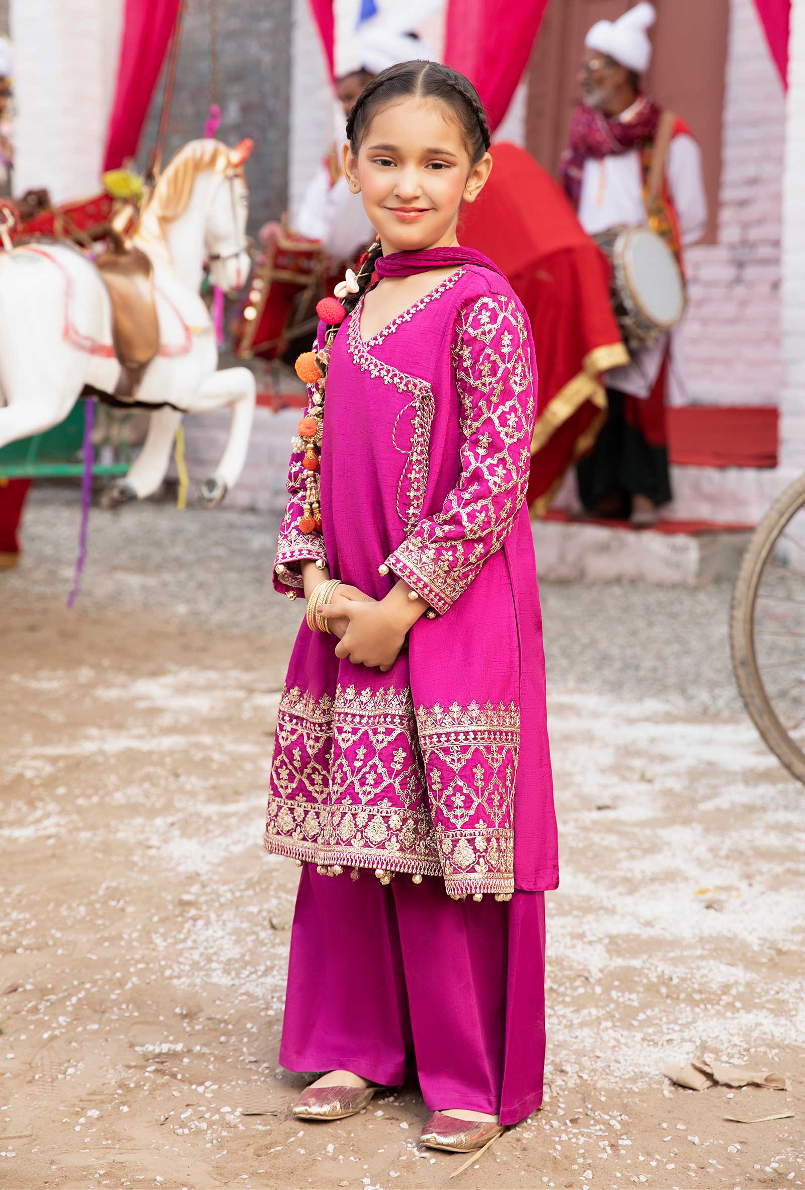 3 Piece Embroidered Raw Silk Suit - Image 3