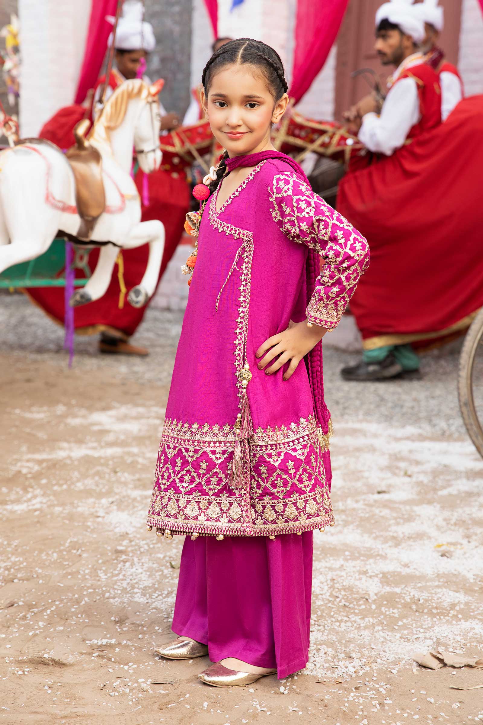 3 Piece Embroidered Raw Silk Suit - Image 4