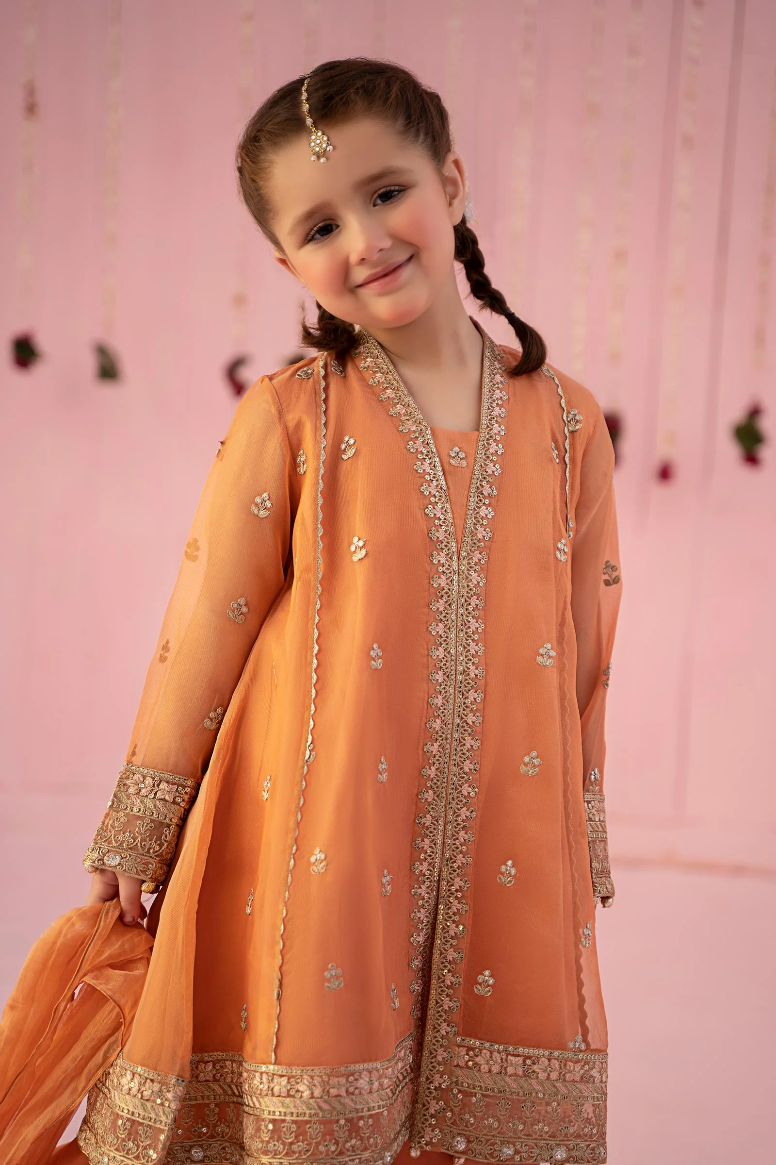 3 Piece Embroidered Zari Line Organza Suit - Image 2