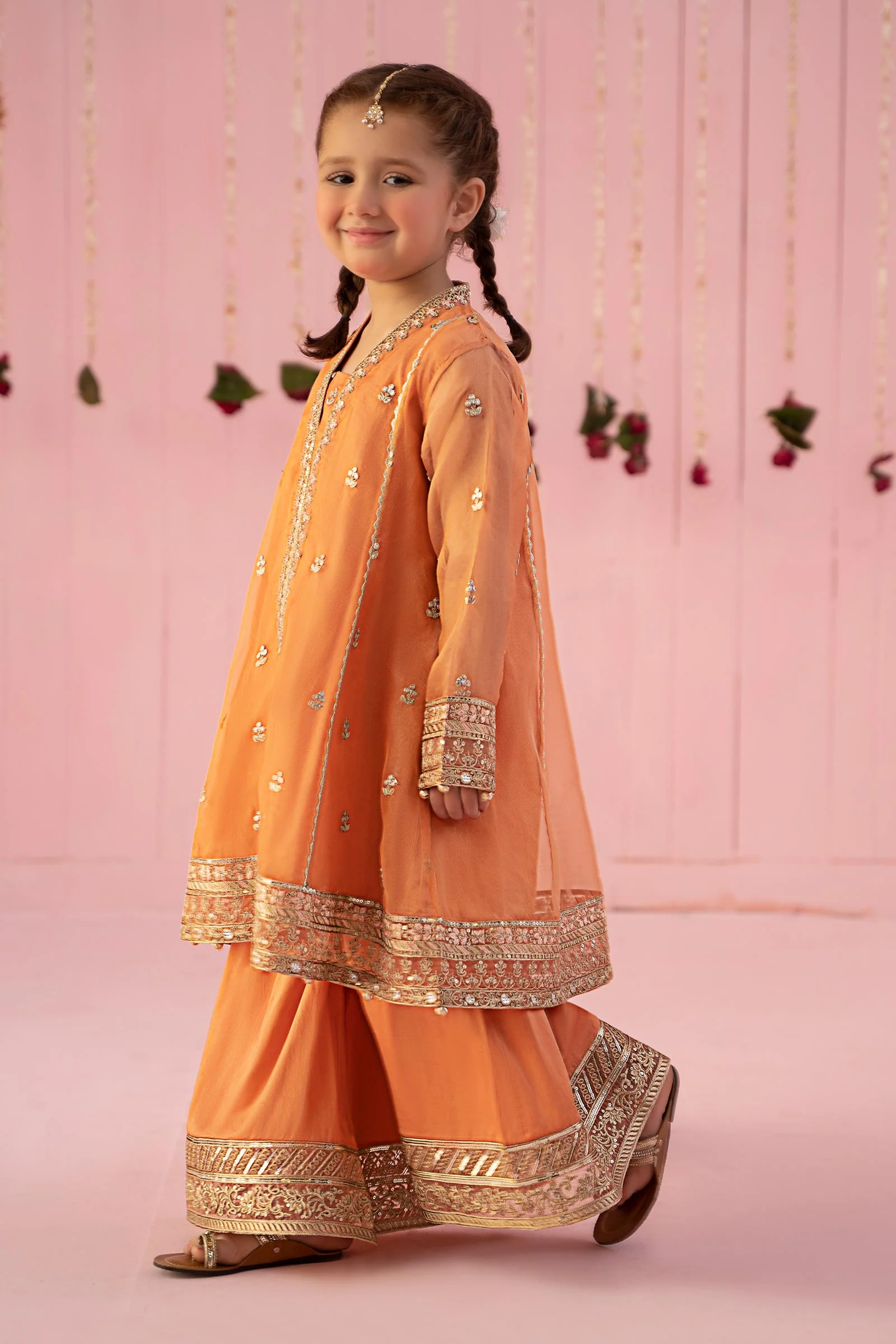 3 Piece Embroidered Zari Line Organza Suit - Image 5
