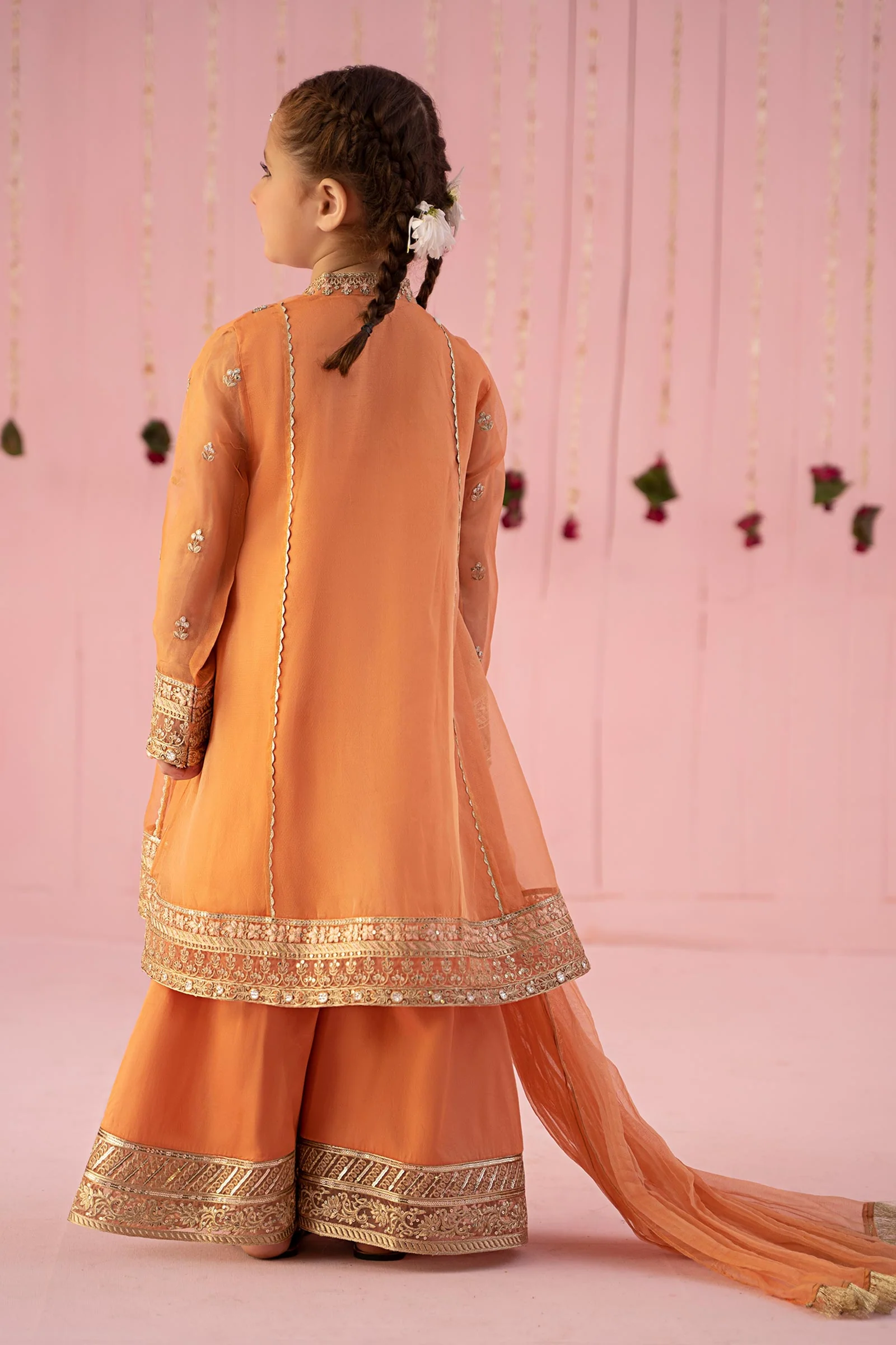 3 Piece Embroidered Zari Line Organza Suit - Image 6