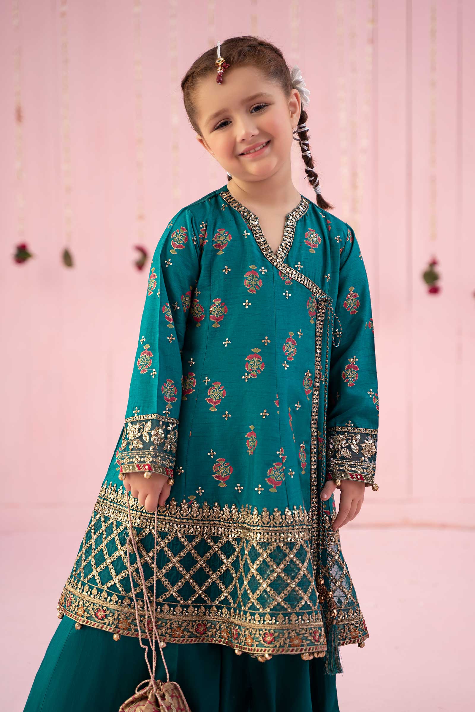3 Piece Embroidered Raw Silk Suit - Image 2