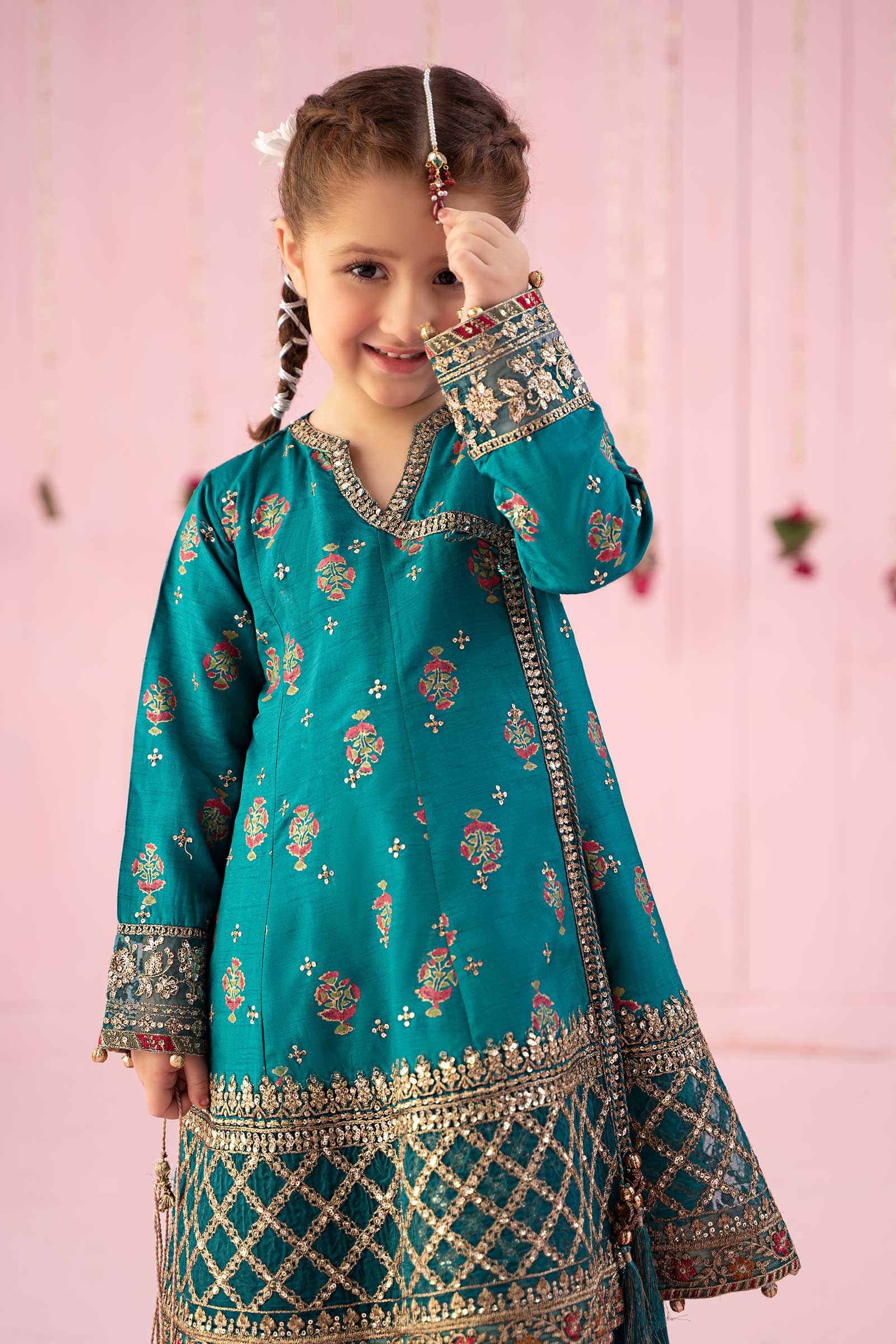 3 Piece Embroidered Raw Silk Suit - Image 6