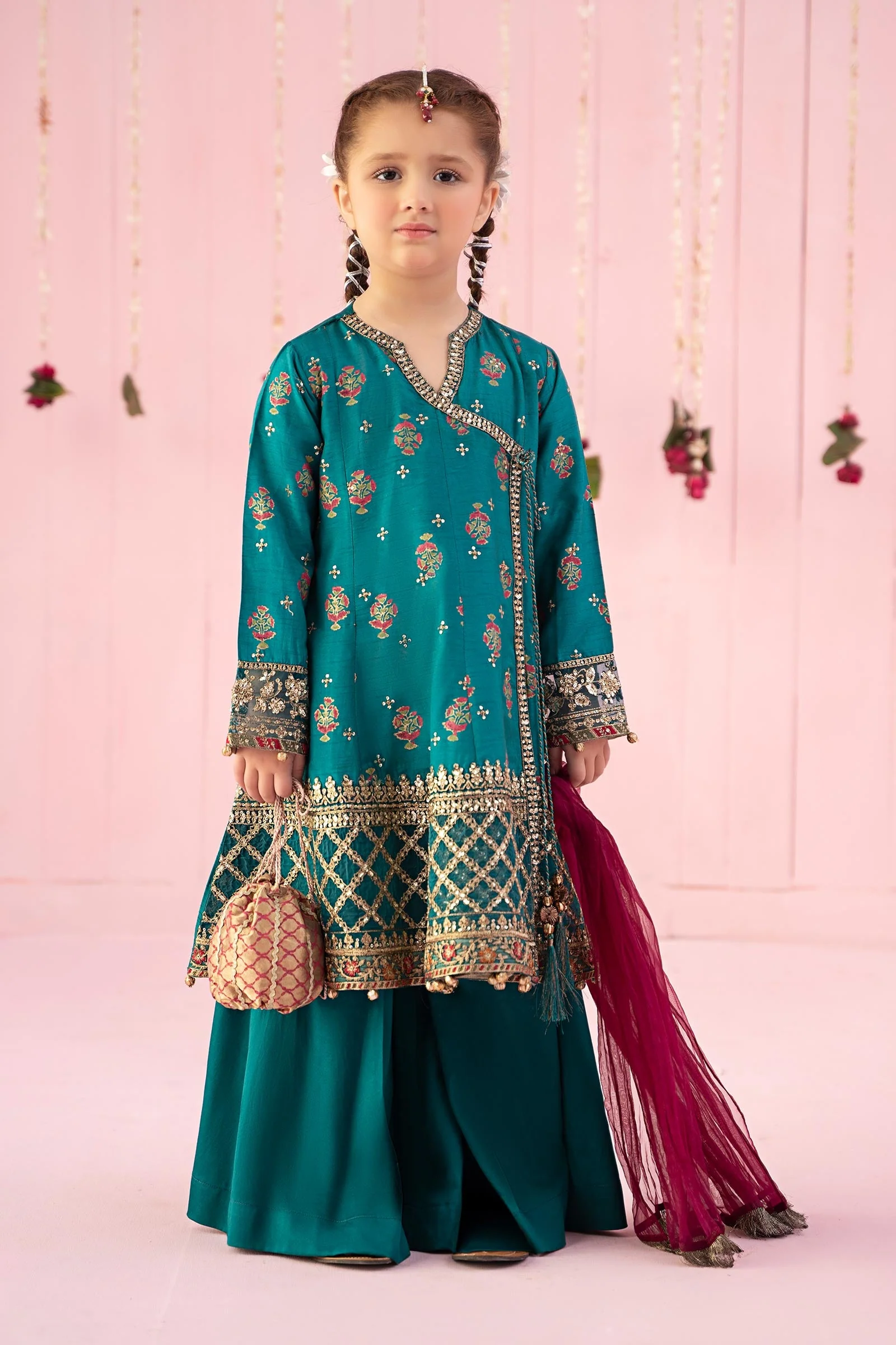 3 Piece Embroidered Raw Silk Suit - Image 7