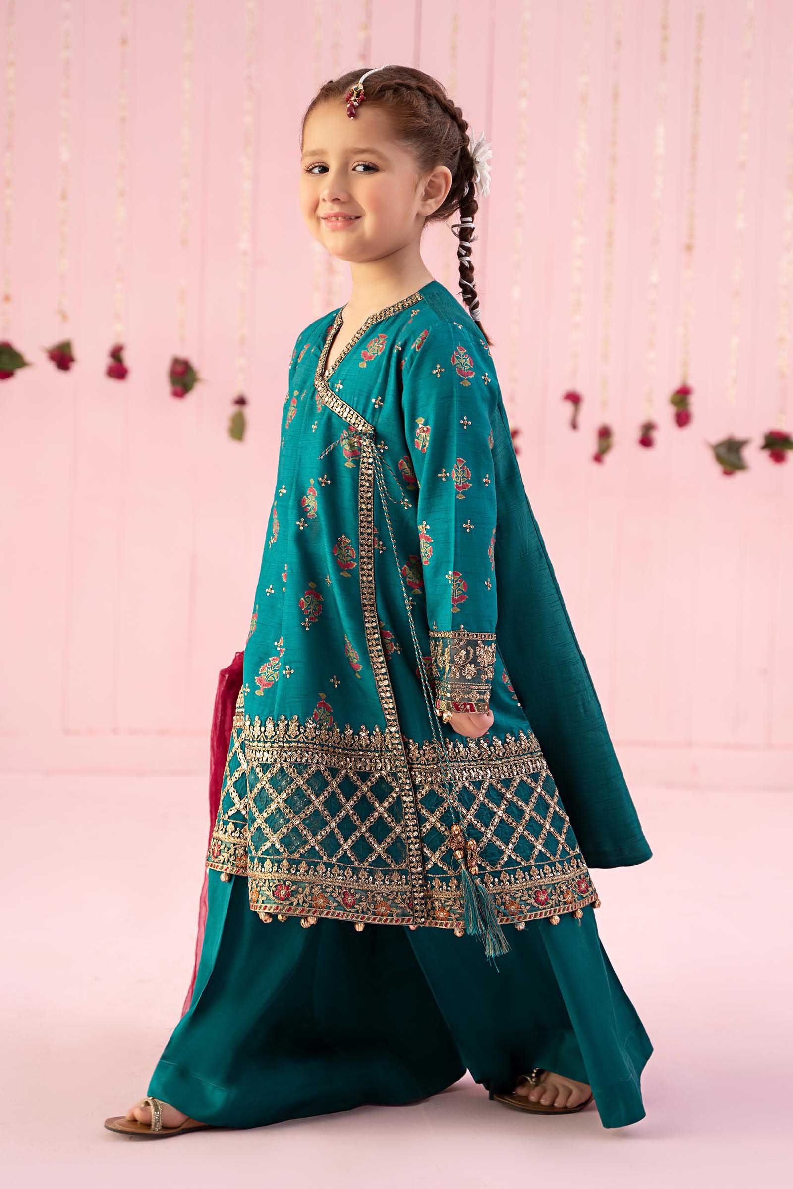 3 Piece Embroidered Raw Silk Suit - Image 8