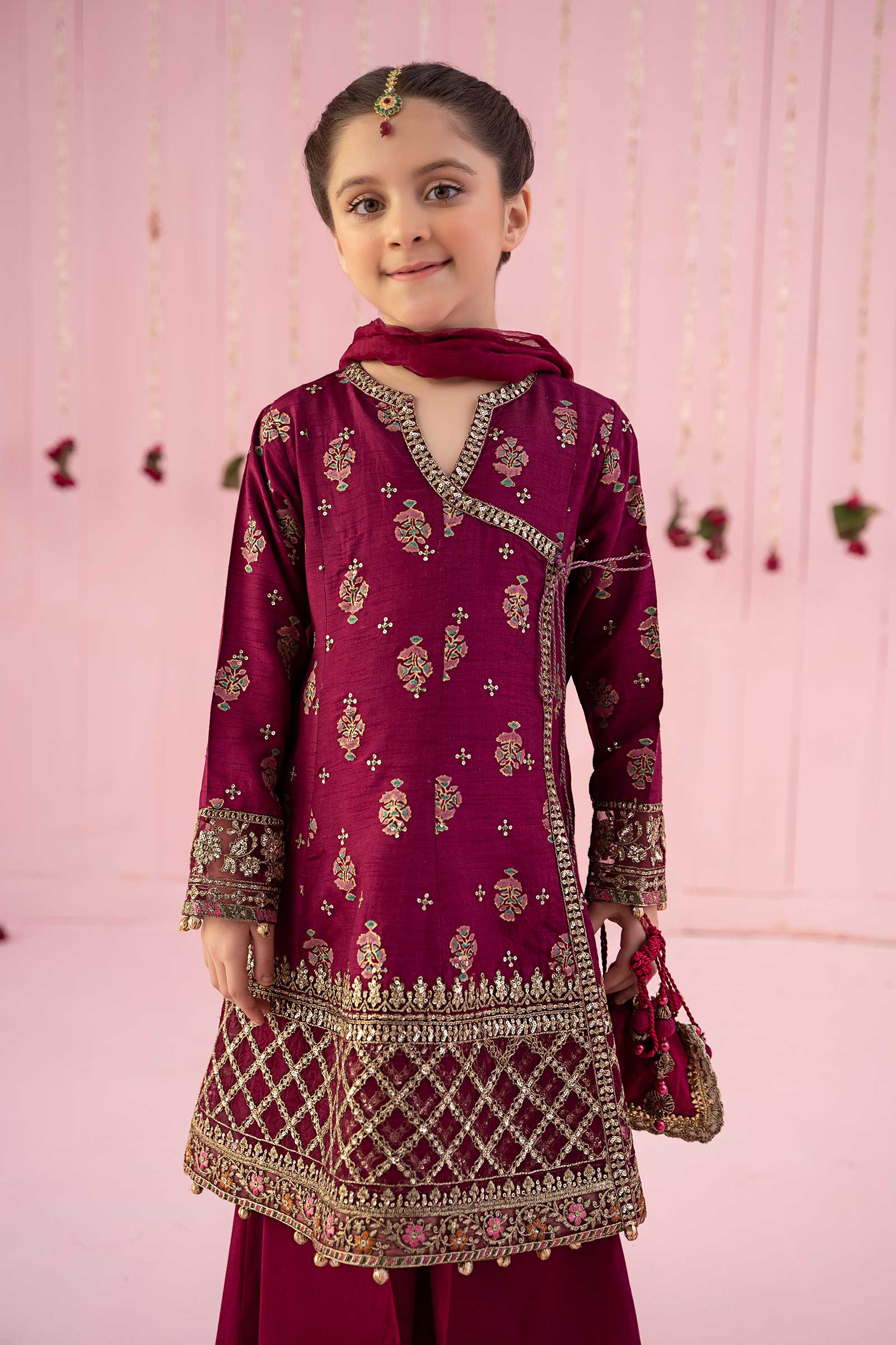 3 Piece Embroidered Raw Silk Suit - Image 2