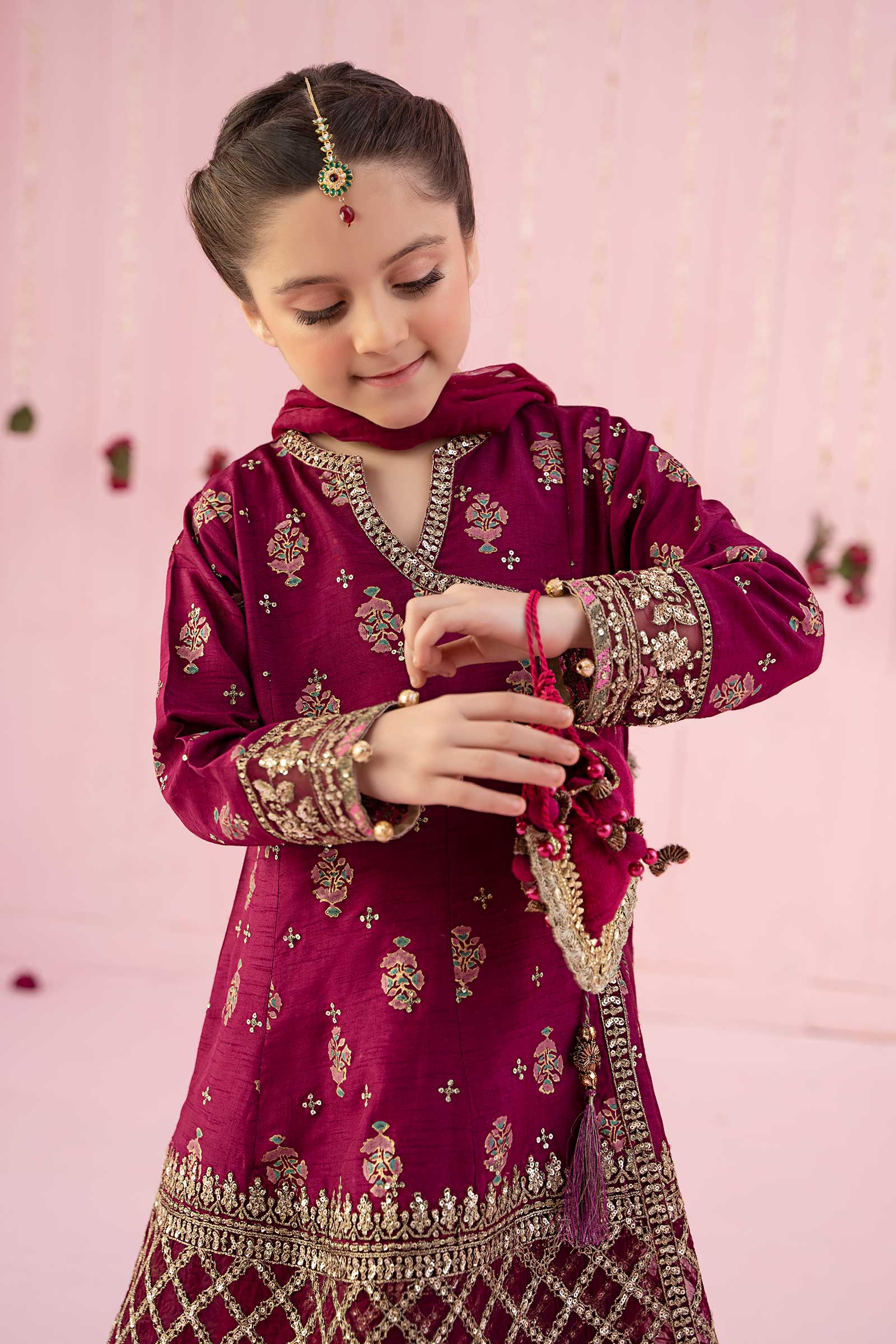 3 Piece Embroidered Raw Silk Suit - Image 3