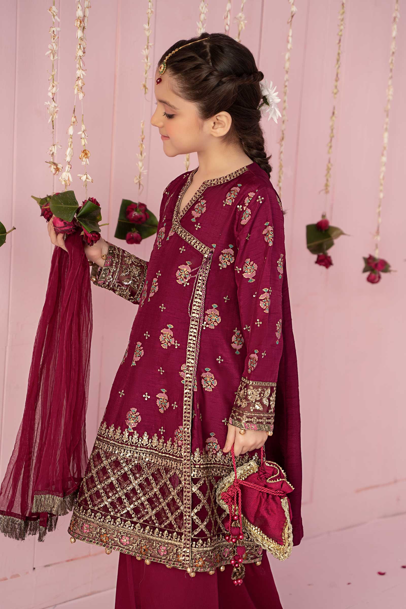 3 Piece Embroidered Raw Silk Suit - Image 4