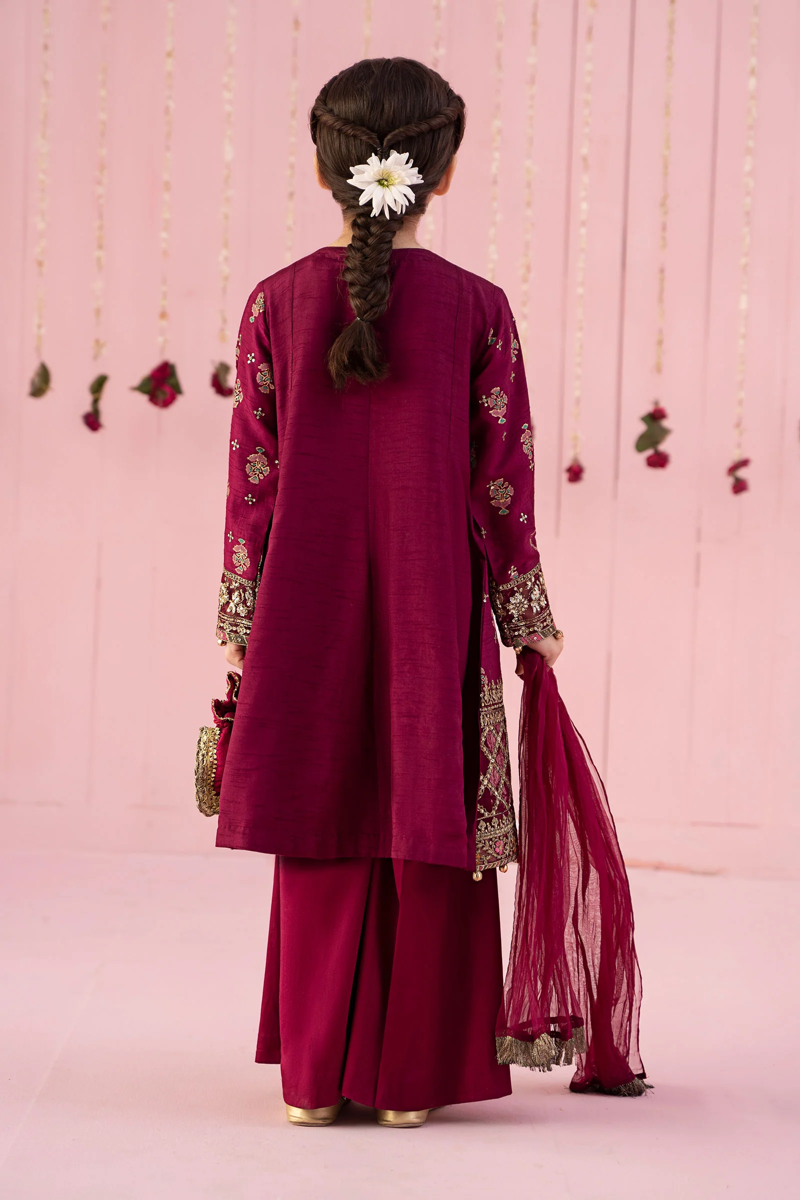 3 Piece Embroidered Raw Silk Suit - Image 7