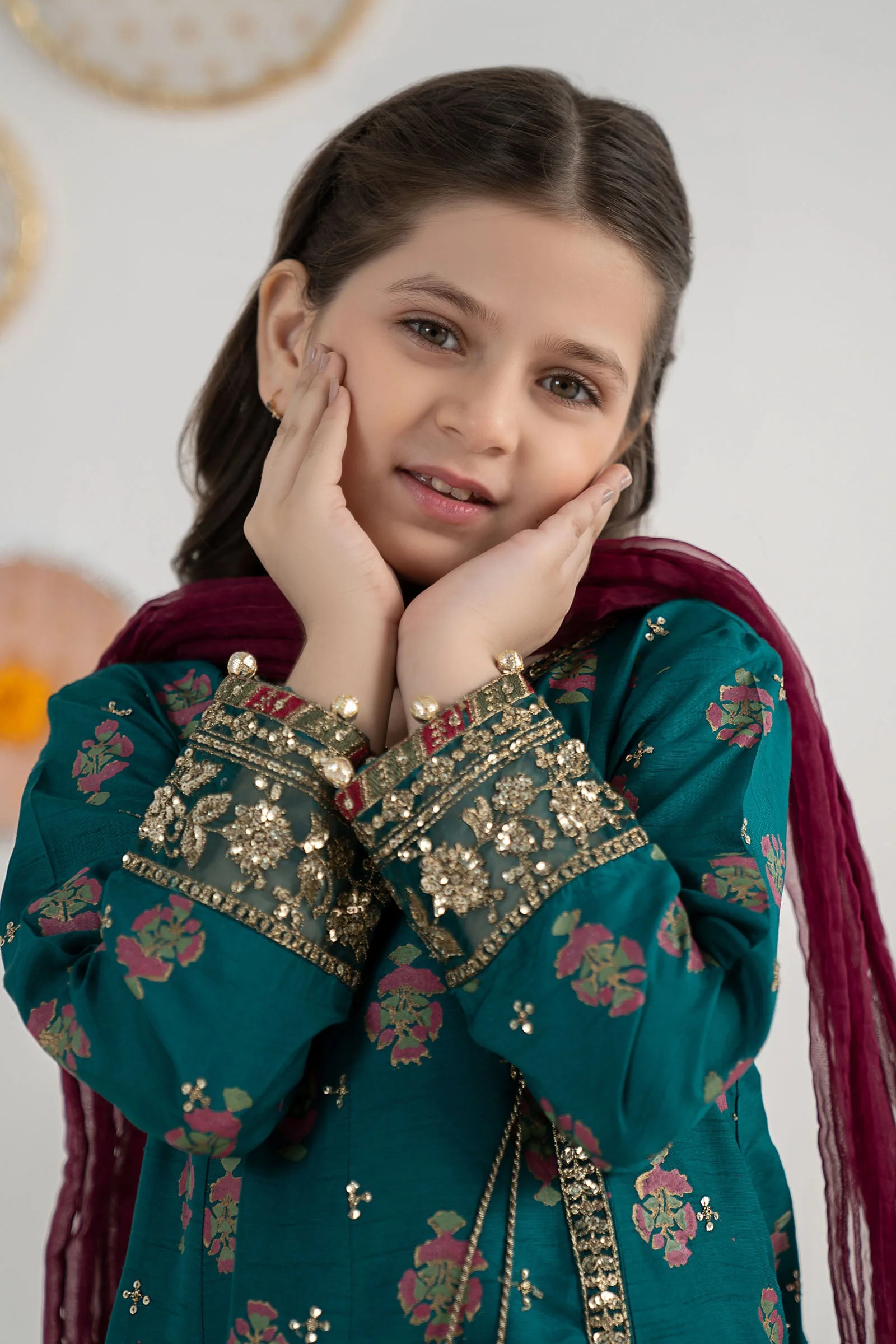 3 Piece Embroidered Raw Silk Suit - Image 2