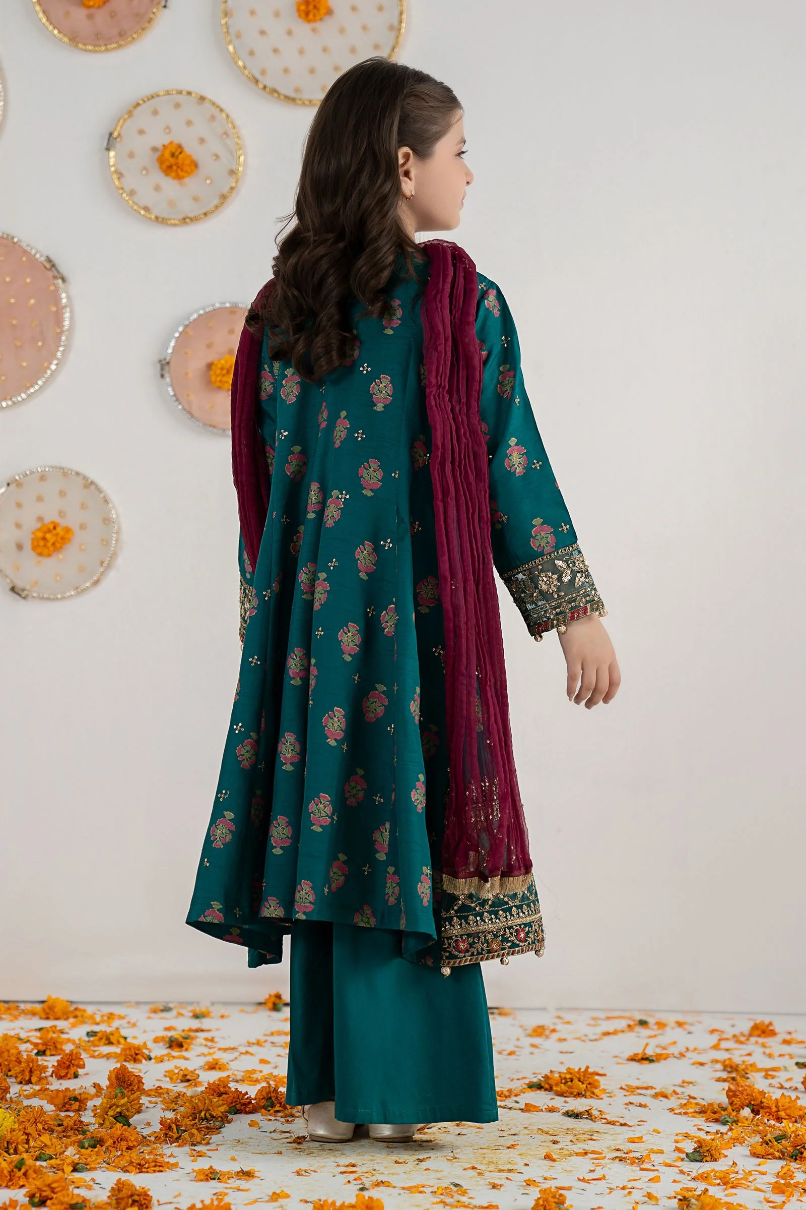 3 Piece Embroidered Raw Silk Suit - Image 6