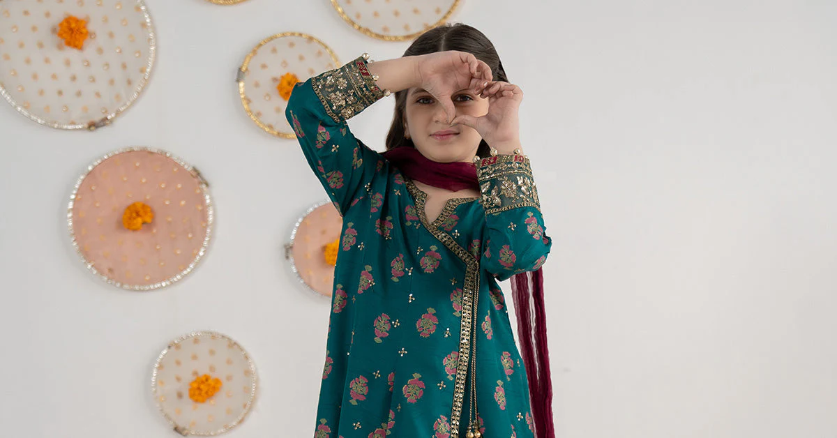 3 Piece Embroidered Raw Silk Suit - Image 7