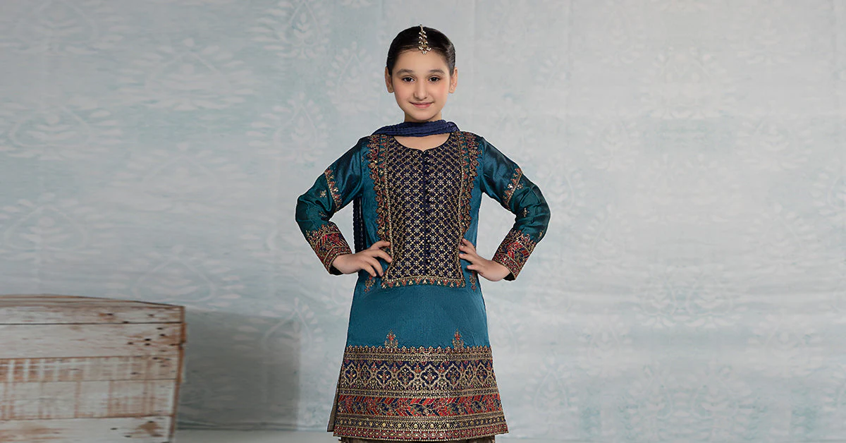 3 Piece Embroidered Raw Silk Suit - Image 13