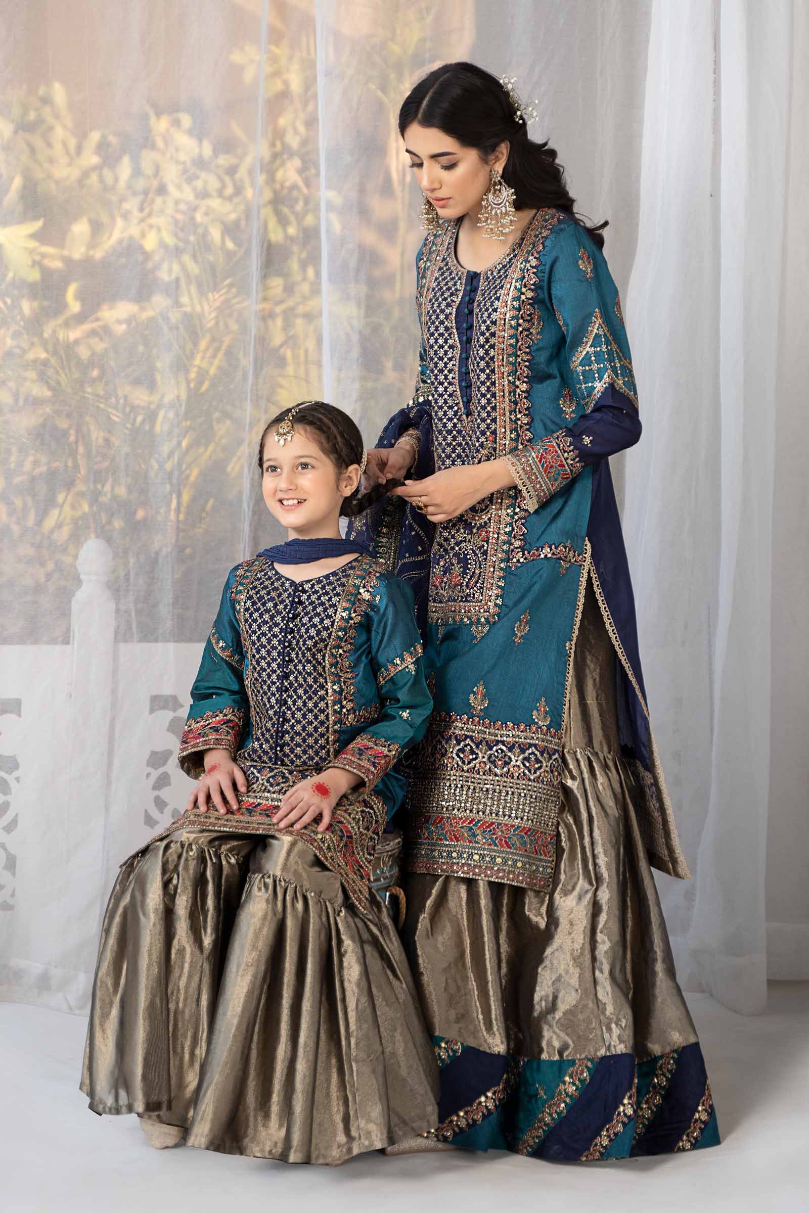 3 Piece Embroidered Raw Silk Suit - Image 3