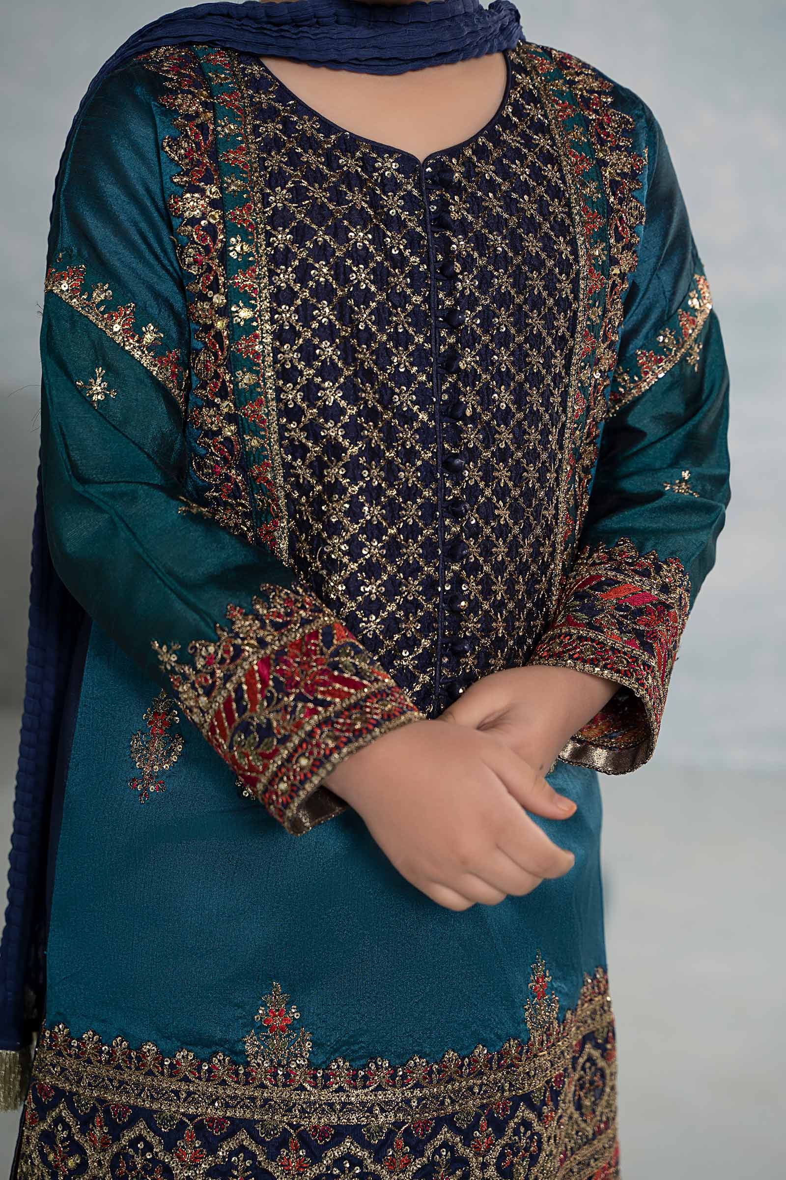 3 Piece Embroidered Raw Silk Suit - Image 6