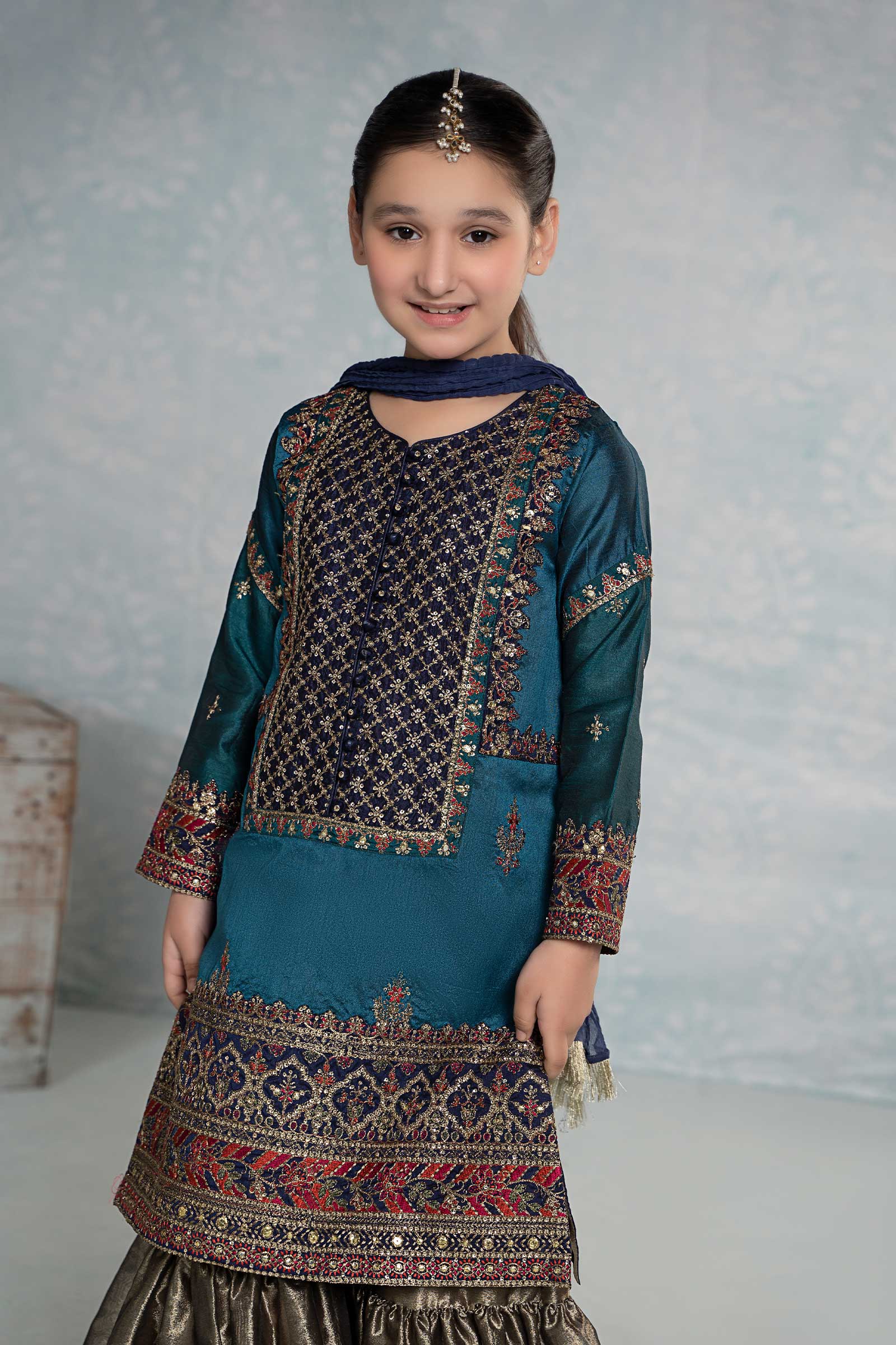 3 Piece Embroidered Raw Silk Suit - Image 7