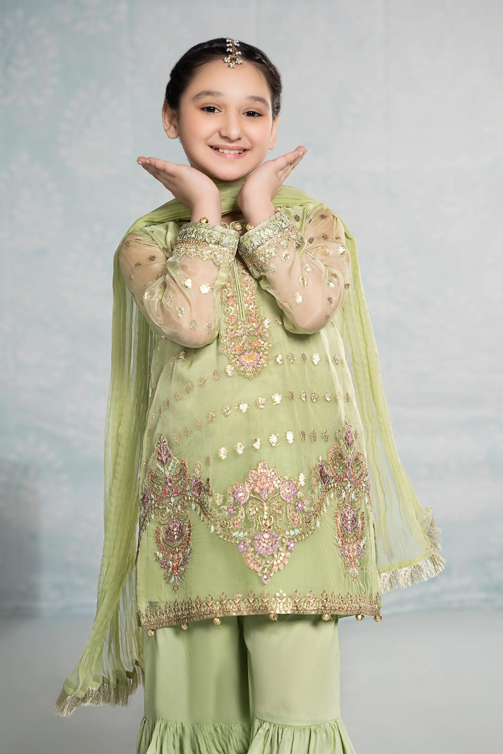 3 Piece Embroidered Organza Suit - Image 2
