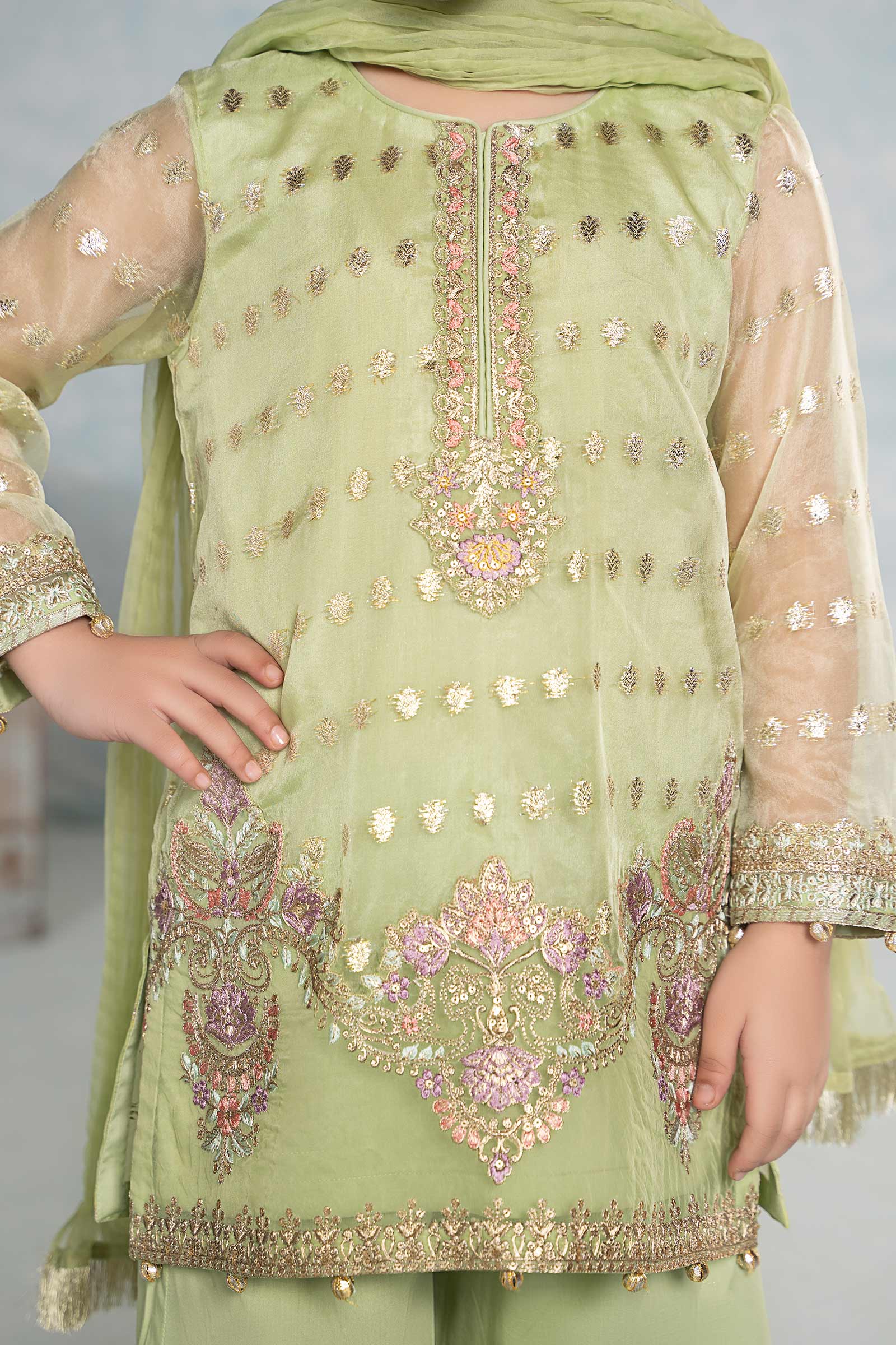 3 Piece Embroidered Organza Suit - Image 3