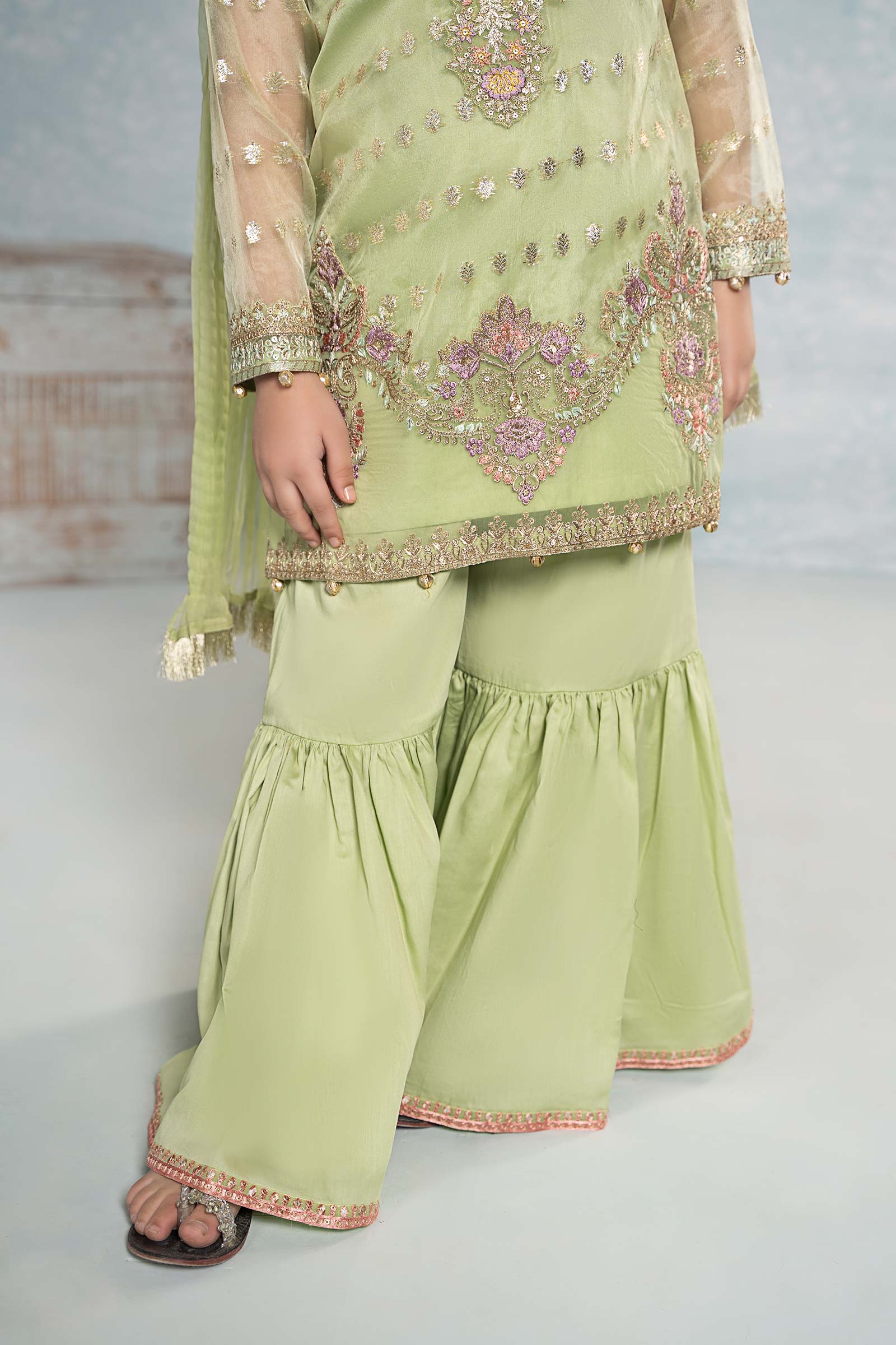 3 Piece Embroidered Organza Suit - Image 4