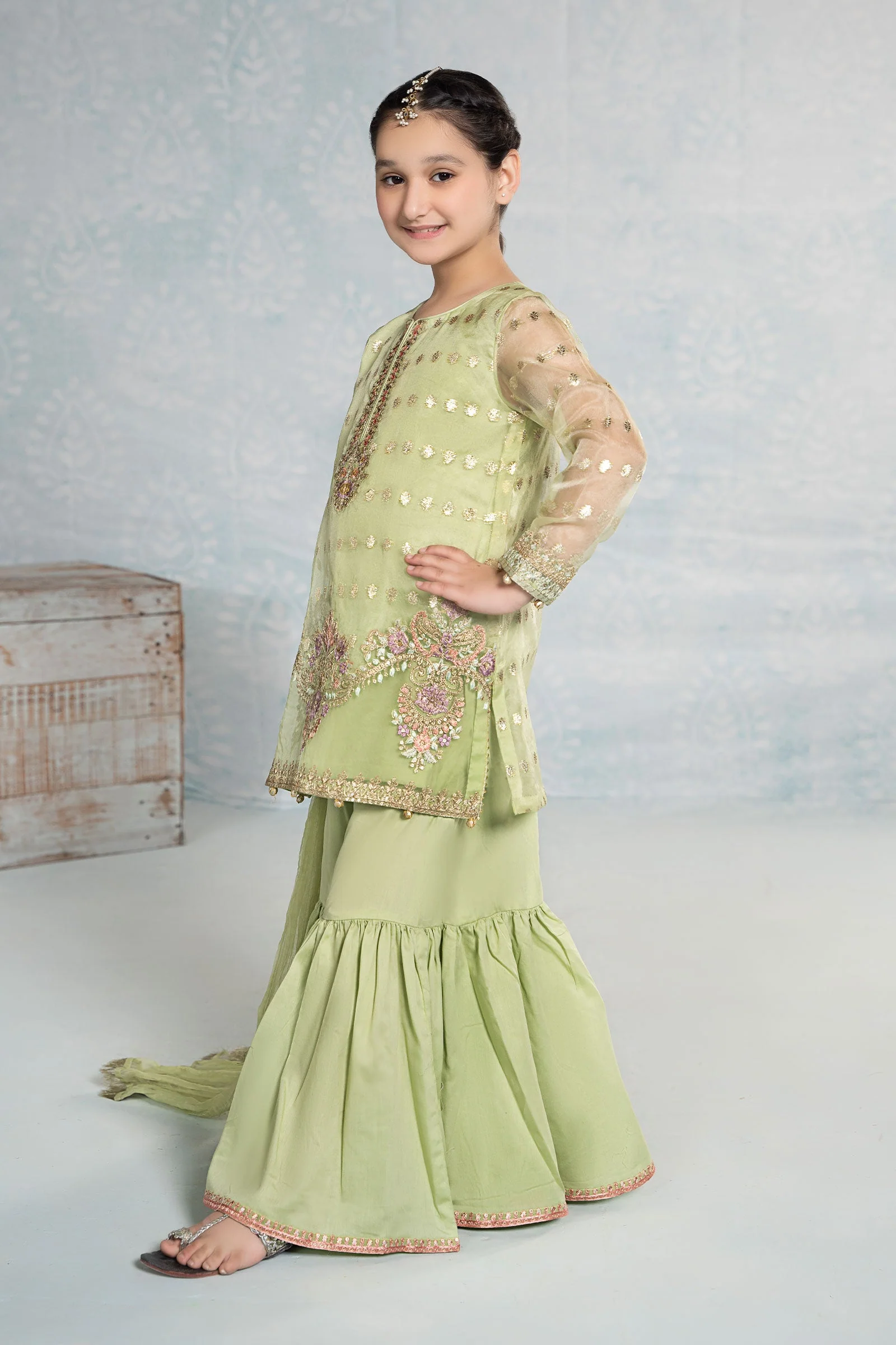3 Piece Embroidered Organza Suit - Image 5