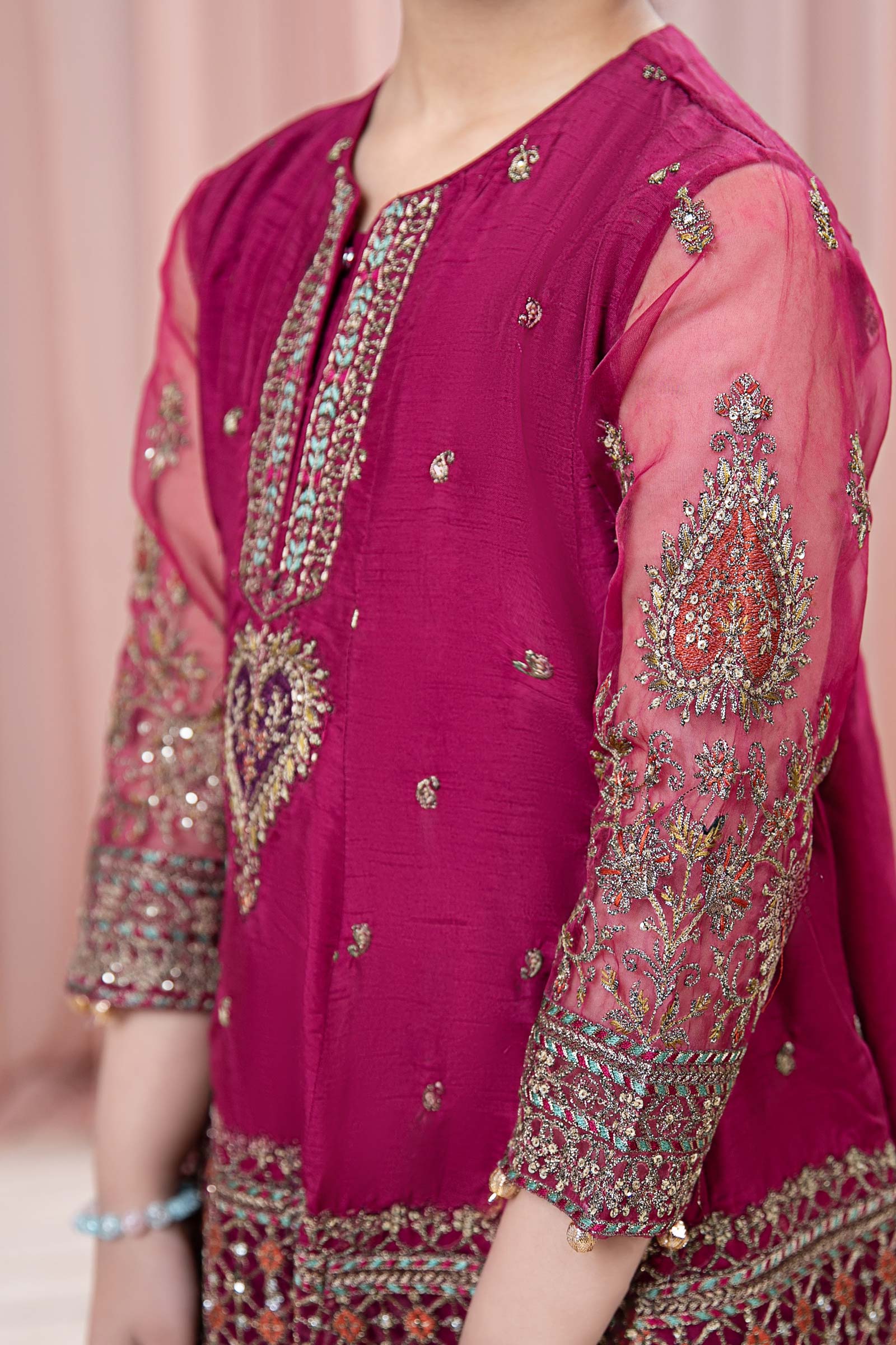 3 Piece Embroidered Raw Silk Suit - Image 5