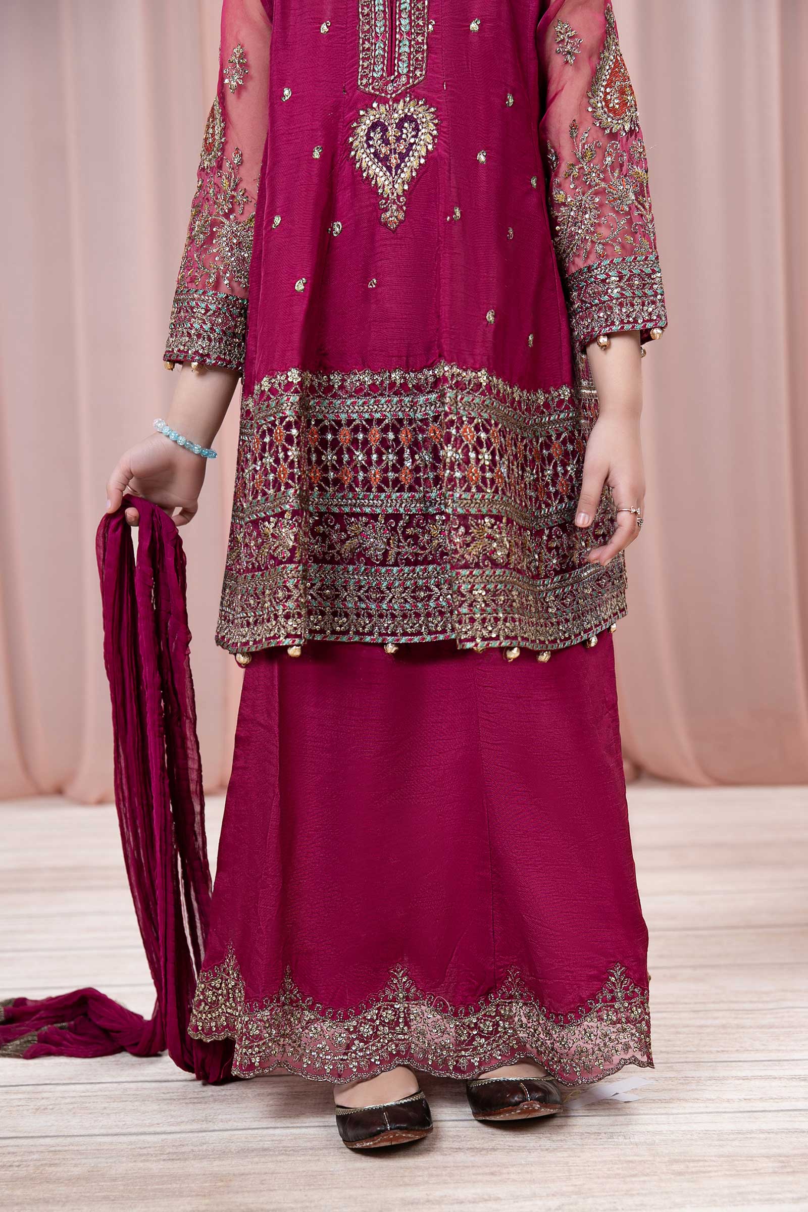 3 Piece Embroidered Raw Silk Suit - Image 6