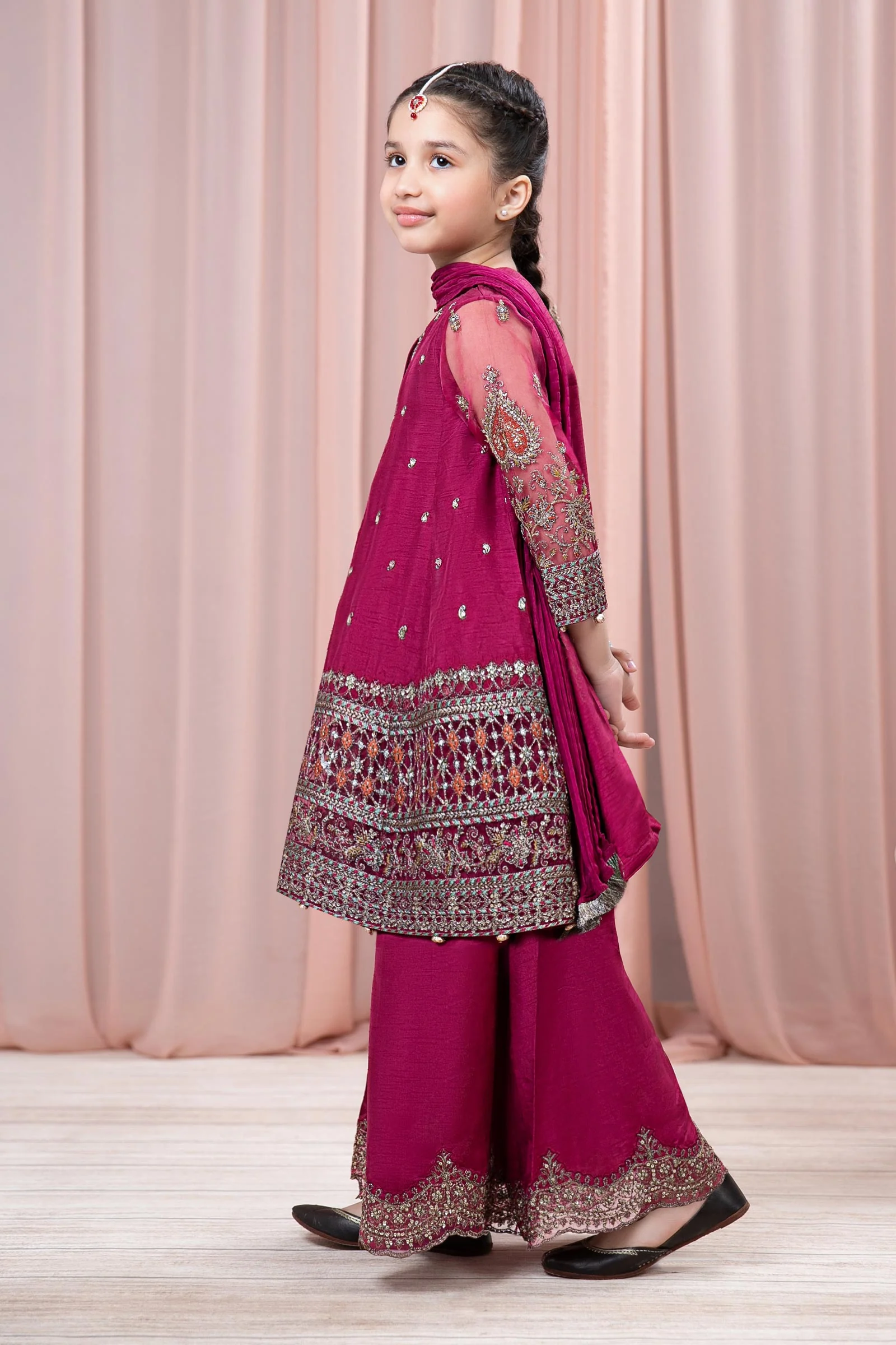 3 Piece Embroidered Raw Silk Suit - Image 7