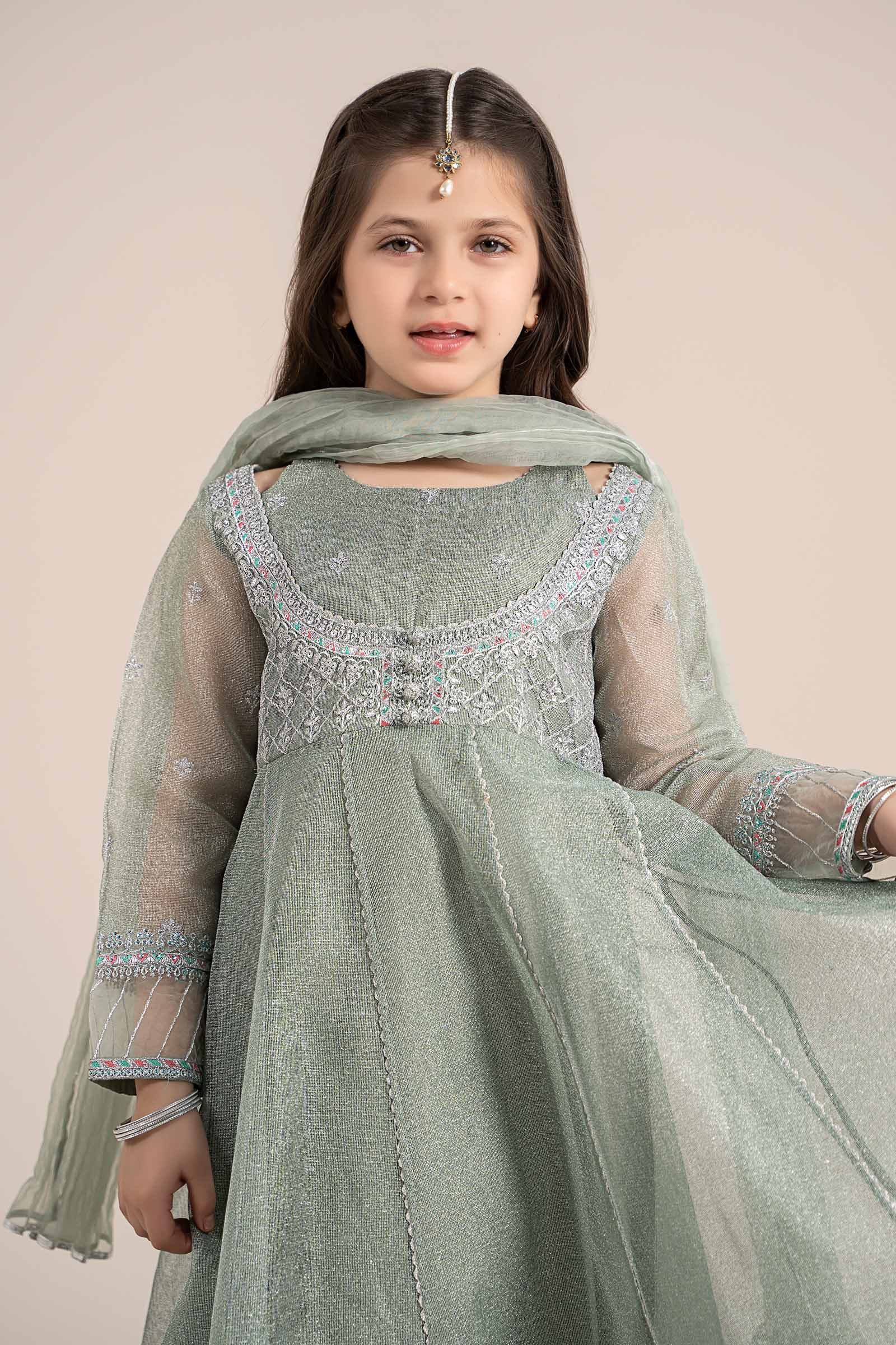 3 Piece Embroidered Zari Net Suit - Image 3