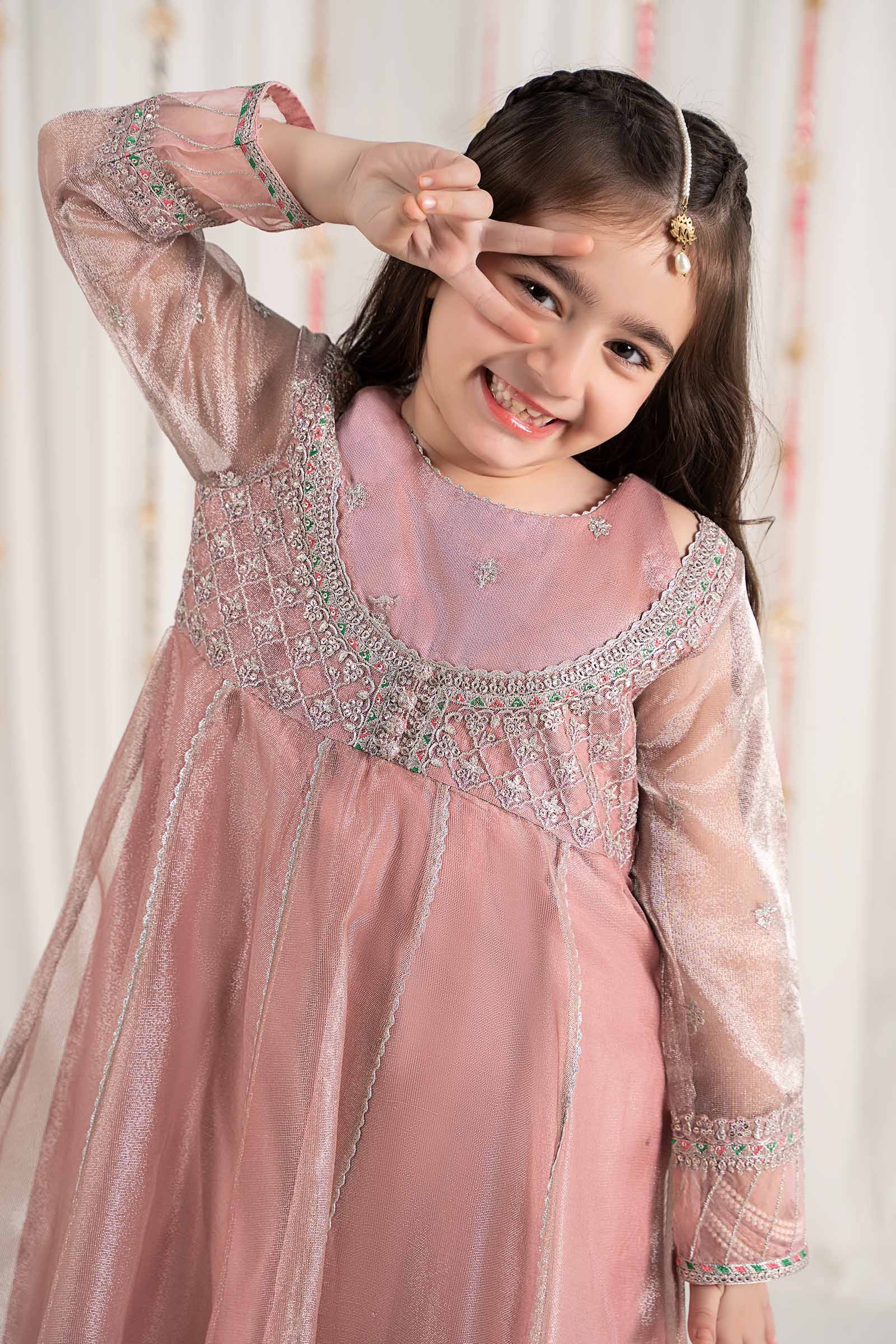 3 Piece Embroidered Zari Net Suit - Image 2