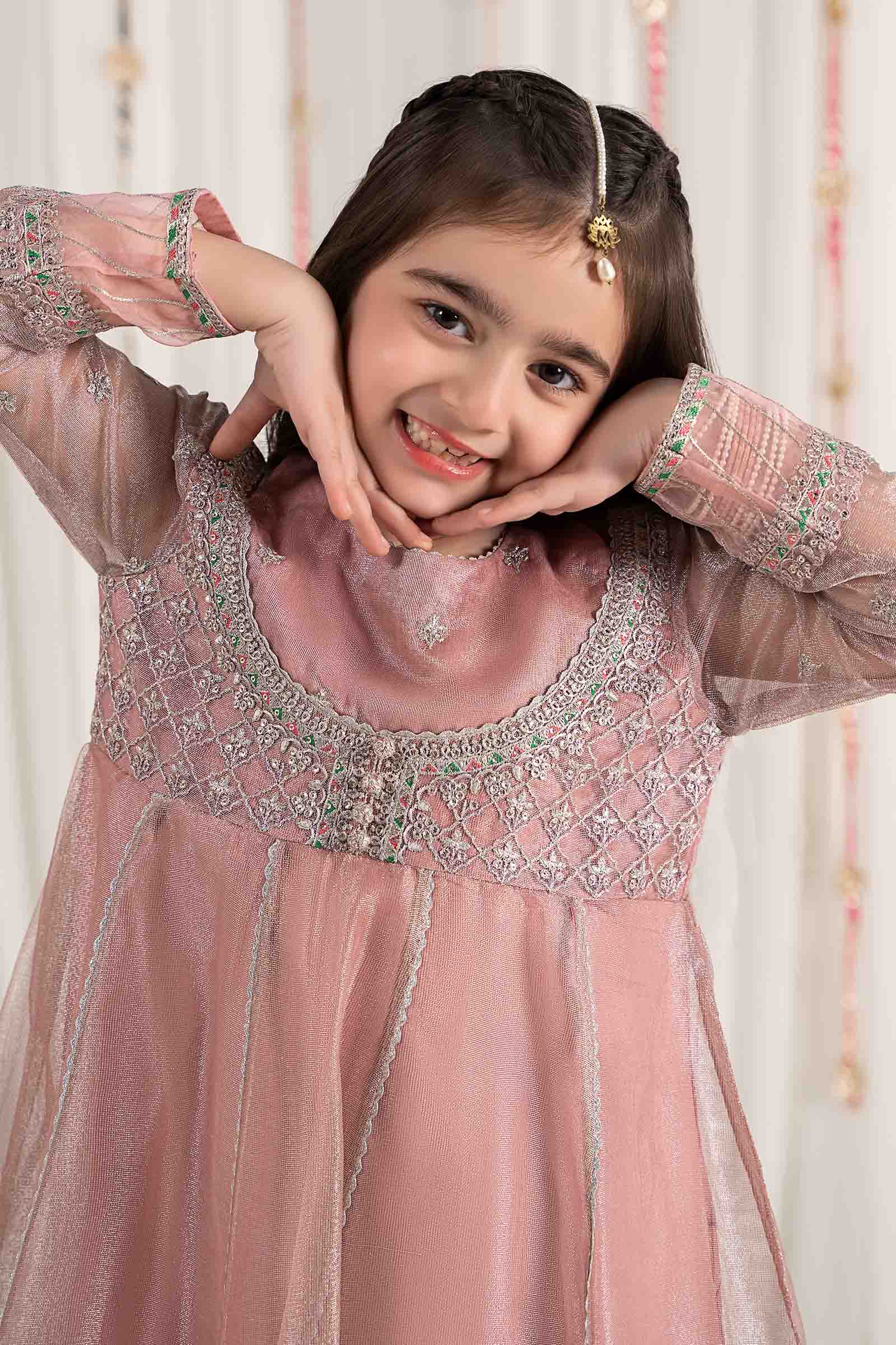 3 Piece Embroidered Zari Net Suit - Image 3